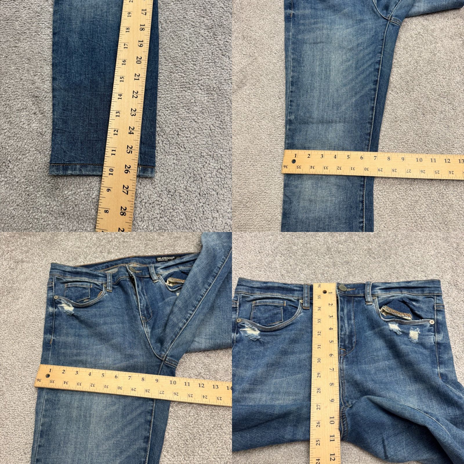 Vintage BLANKNYC The Reade Crop Skinny Denim Jeans Womens 30 Blue Medium Wash Stretch Size 30" / US 8 / IT 44 - 9 Thumbnail