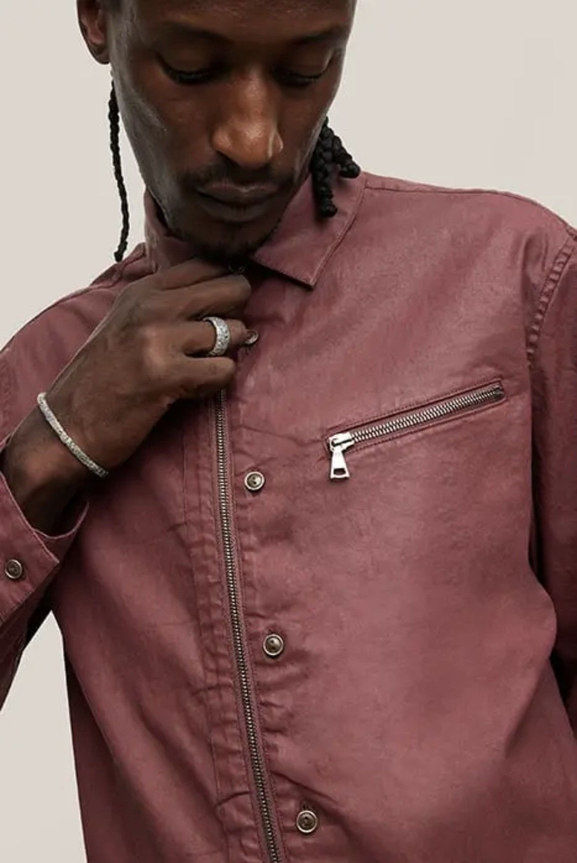 Garment Washed Slim Fit Shirt Size Large.