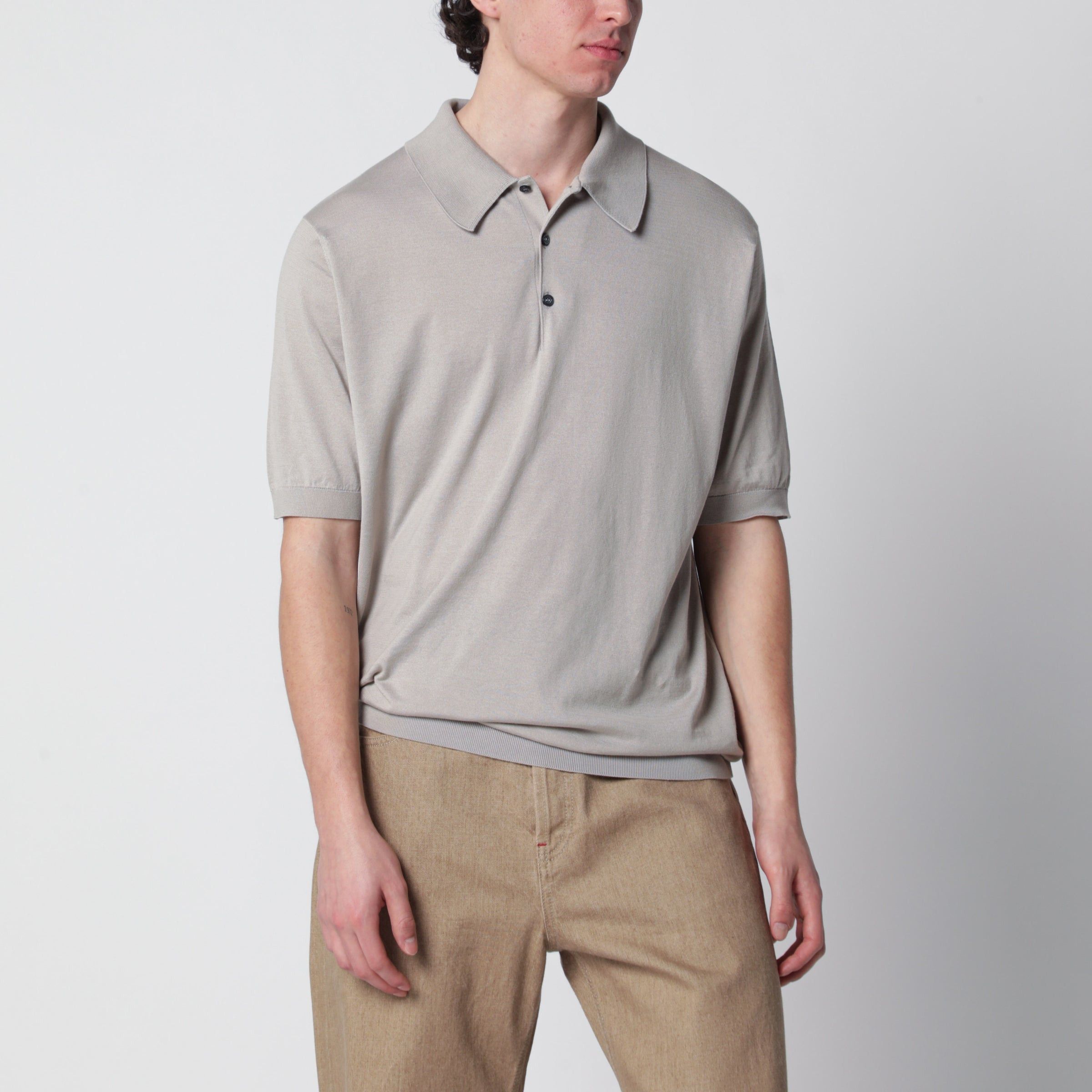 John Smedley John Smedley Isis Light Beige Cotton Polo Shirt Size US S / EU 44-46 / 1 - 1 Thumbnail