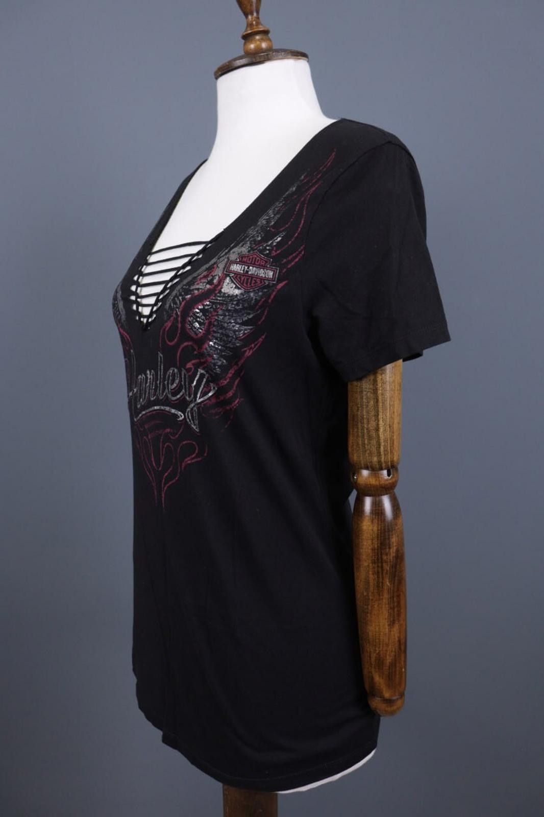 Designer Harley Davidson Black Big Logo Drawstring Top Tunic Shirt Size ONE SIZE - 6 Thumbnail