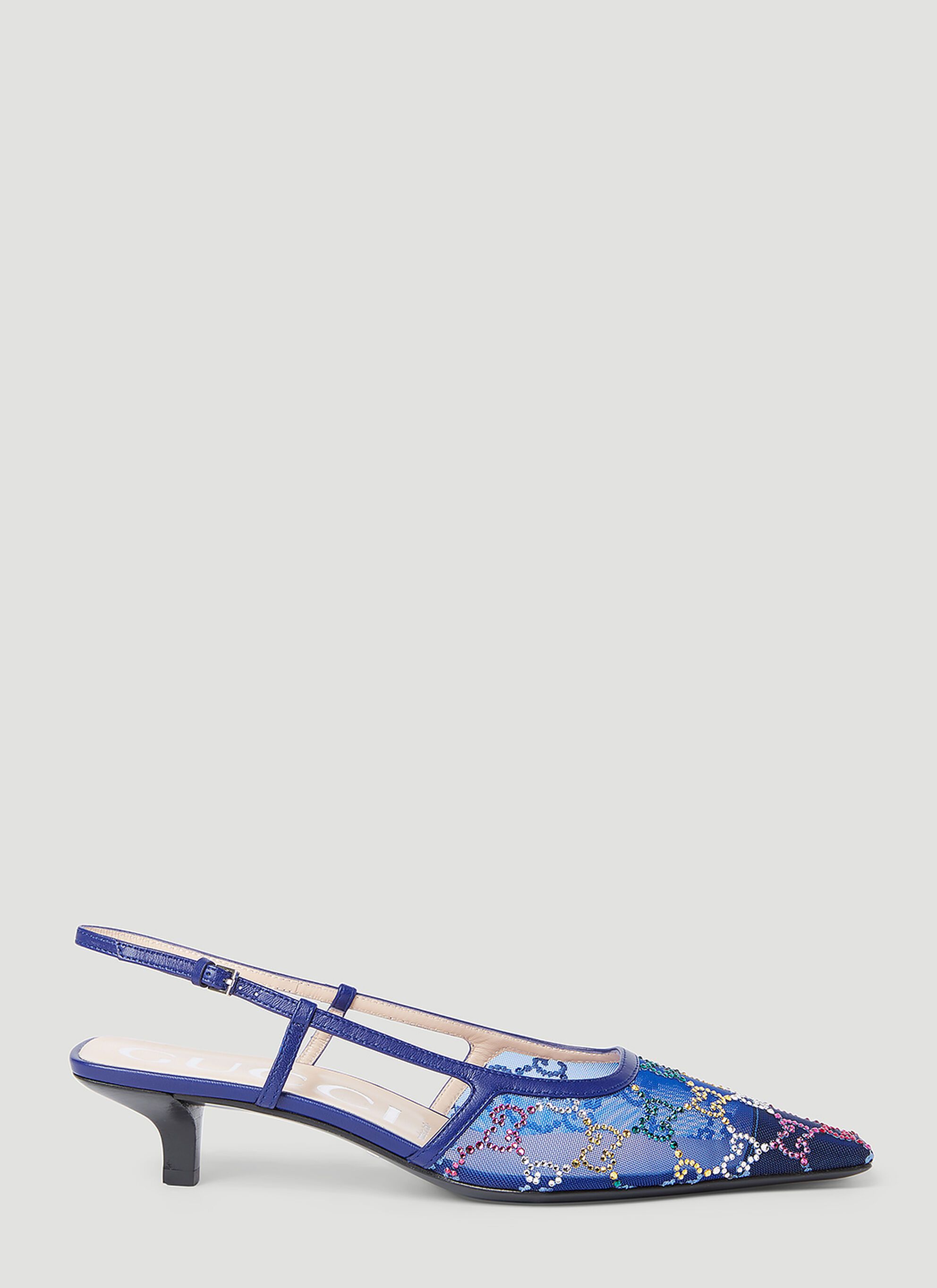 image of Gucci Gg Slingback Pump Shoes in Blue, Women's (Size 10)