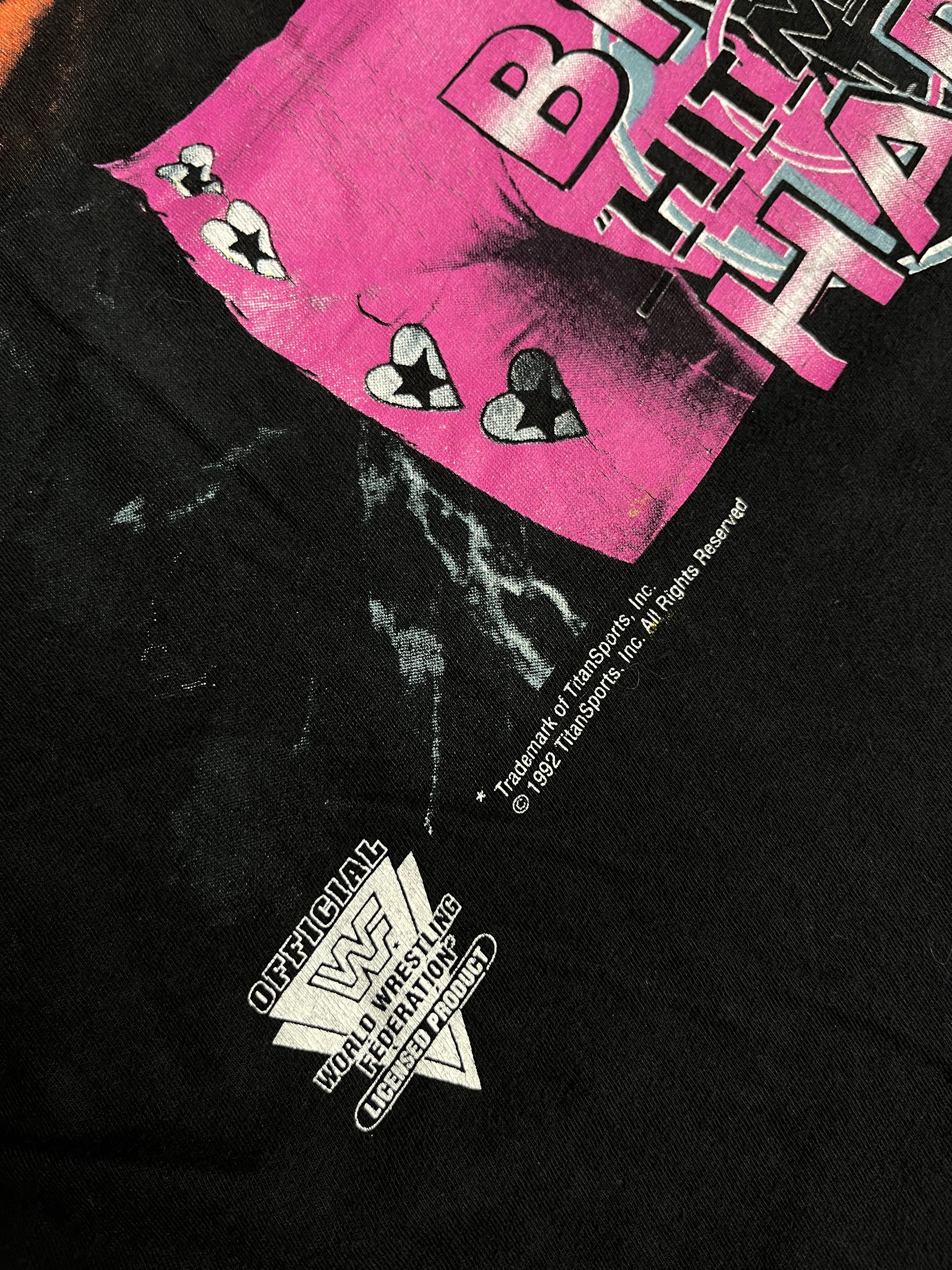 WWF Vintage 1992 WWF Bret Hitman Hart Wrestling USA Size US L / EU 52-54 / 3 - 3 Thumbnail