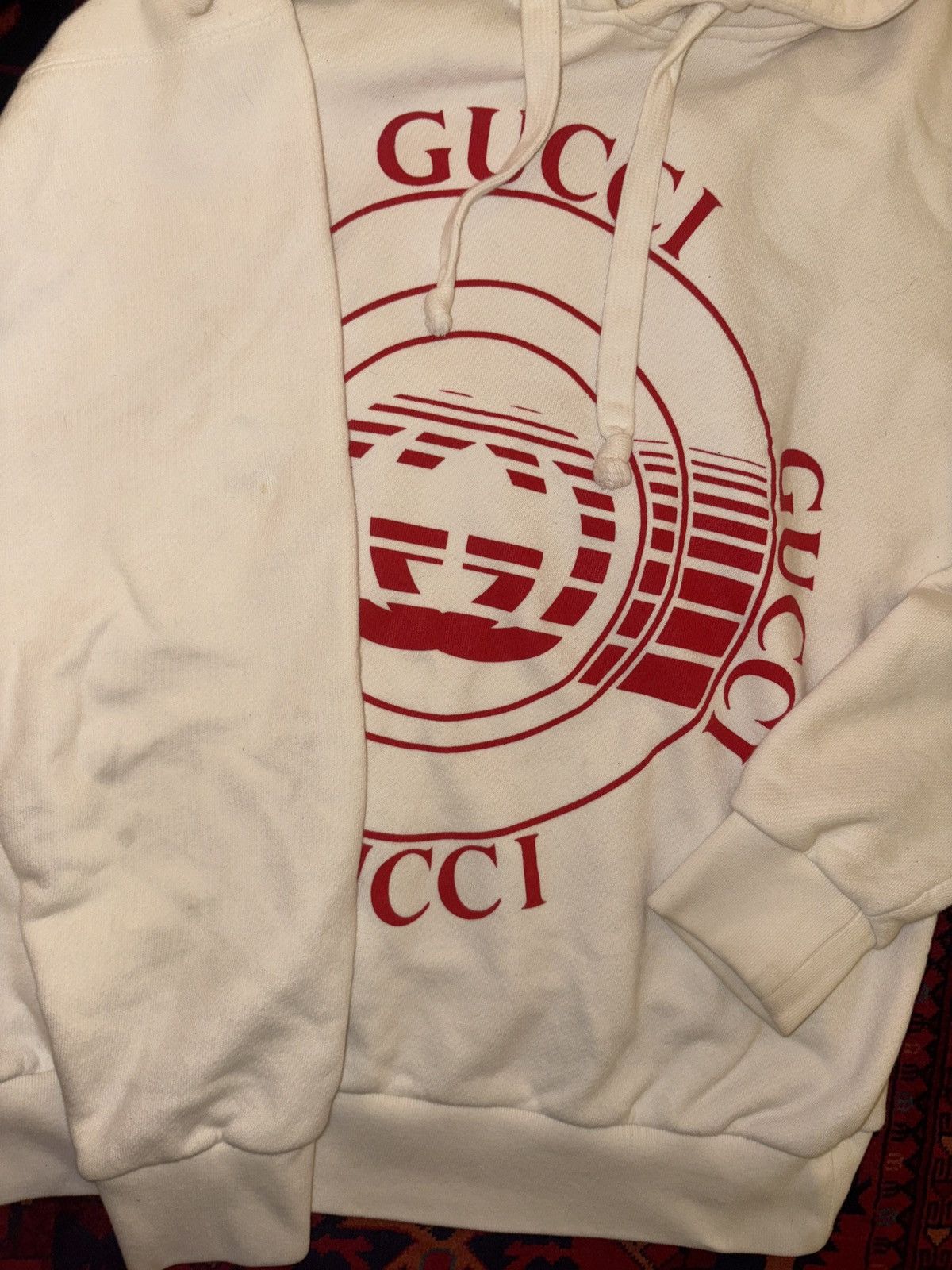 Gucci Gucci white red logo hoodie Size US S / EU 44-46 / 1 - 3 Thumbnail