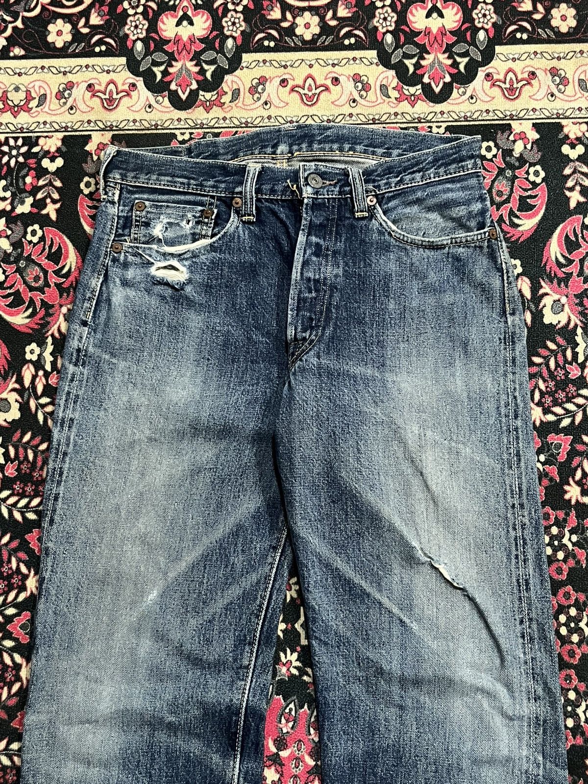 Vintage Joe Mccoy Blue Faded Washed Distress Selvedge Jean, Men's (Size 29) — image 5 of 6