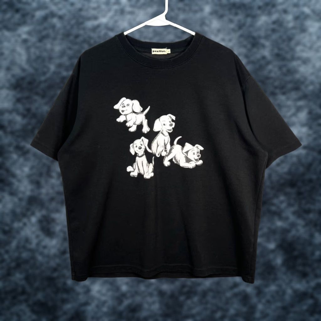 Vintage Poxffee. Mens Large Black T-Shirt Cartoon Puppy Dogs - T-Shirt - Men - Adult Large - Black - Cotton - Short Sleeve - Crew Neck Size US L / EU 52-54 / 3 - 1 Thumbnail