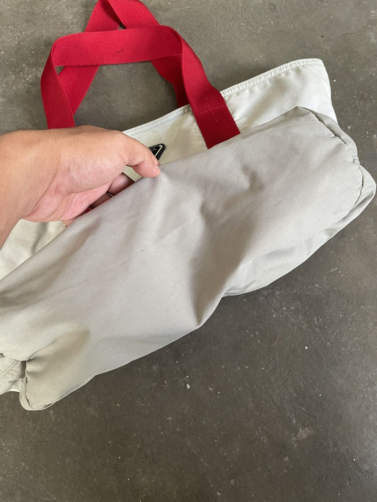 Prada Prada White Tessuto Tote Bag Red Nylon Cloth Size ONE SIZE - 4 Thumbnail