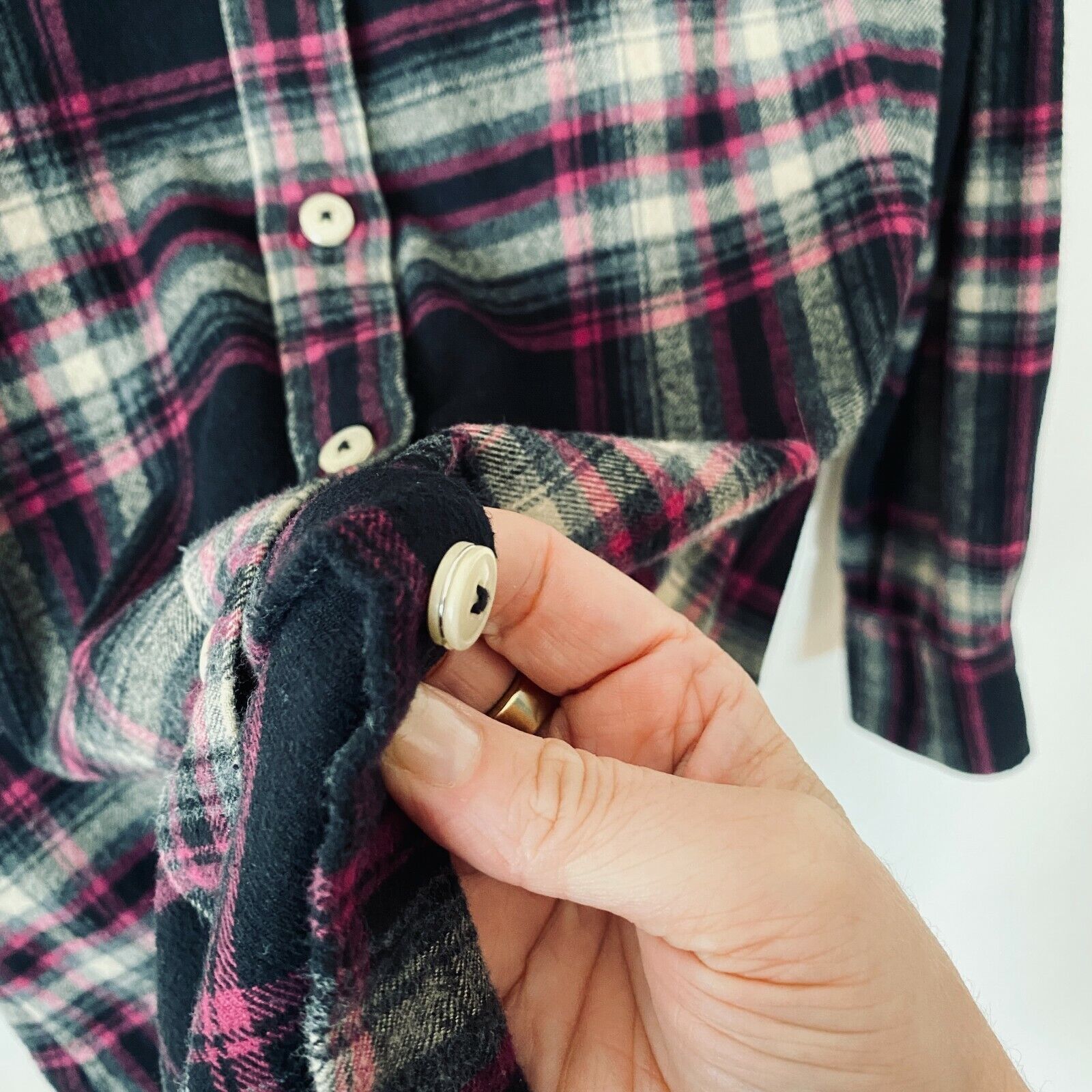 Other Soft Surroundings Magenta Plaid Button Embroidered Back M Size M / US 6-8 / IT 42-44 - 8 Thumbnail