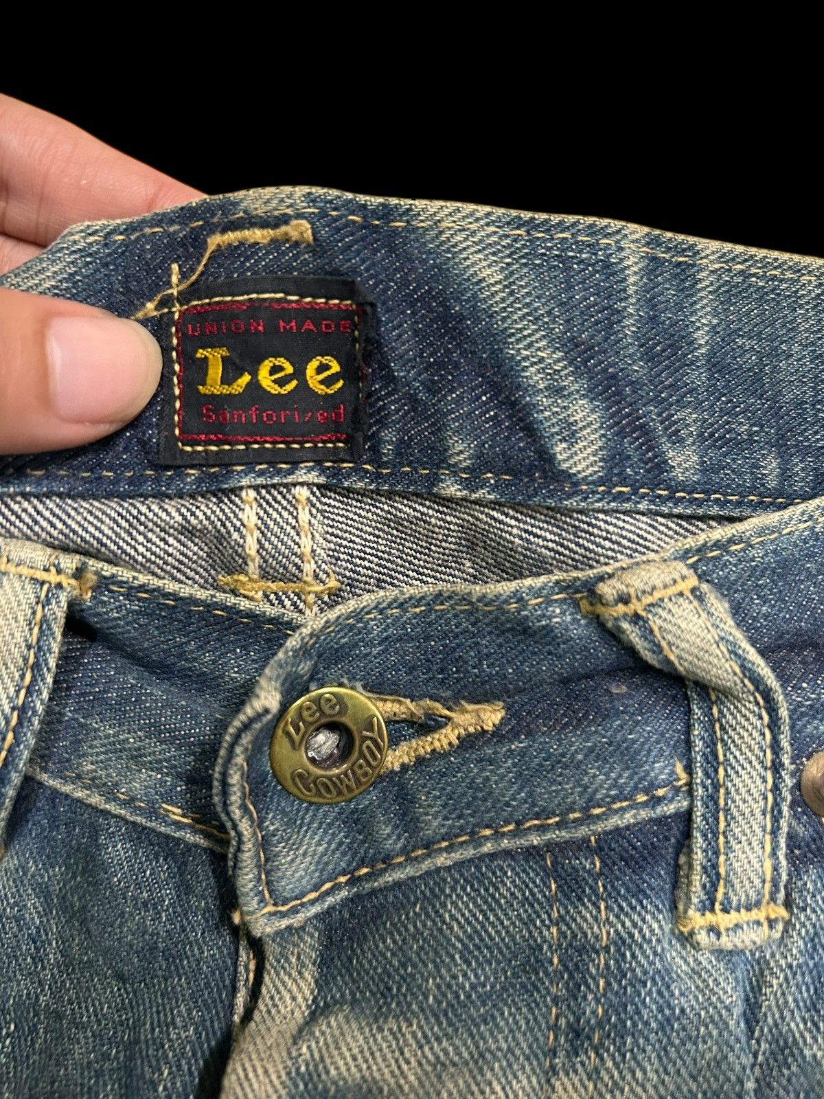 Japanese Brand × Kapital × Vintage Vintage Lee Cowboy Selvedge Distressed Short Denim Jeans Size US 32 / EU 48 - 2 Thumbnail