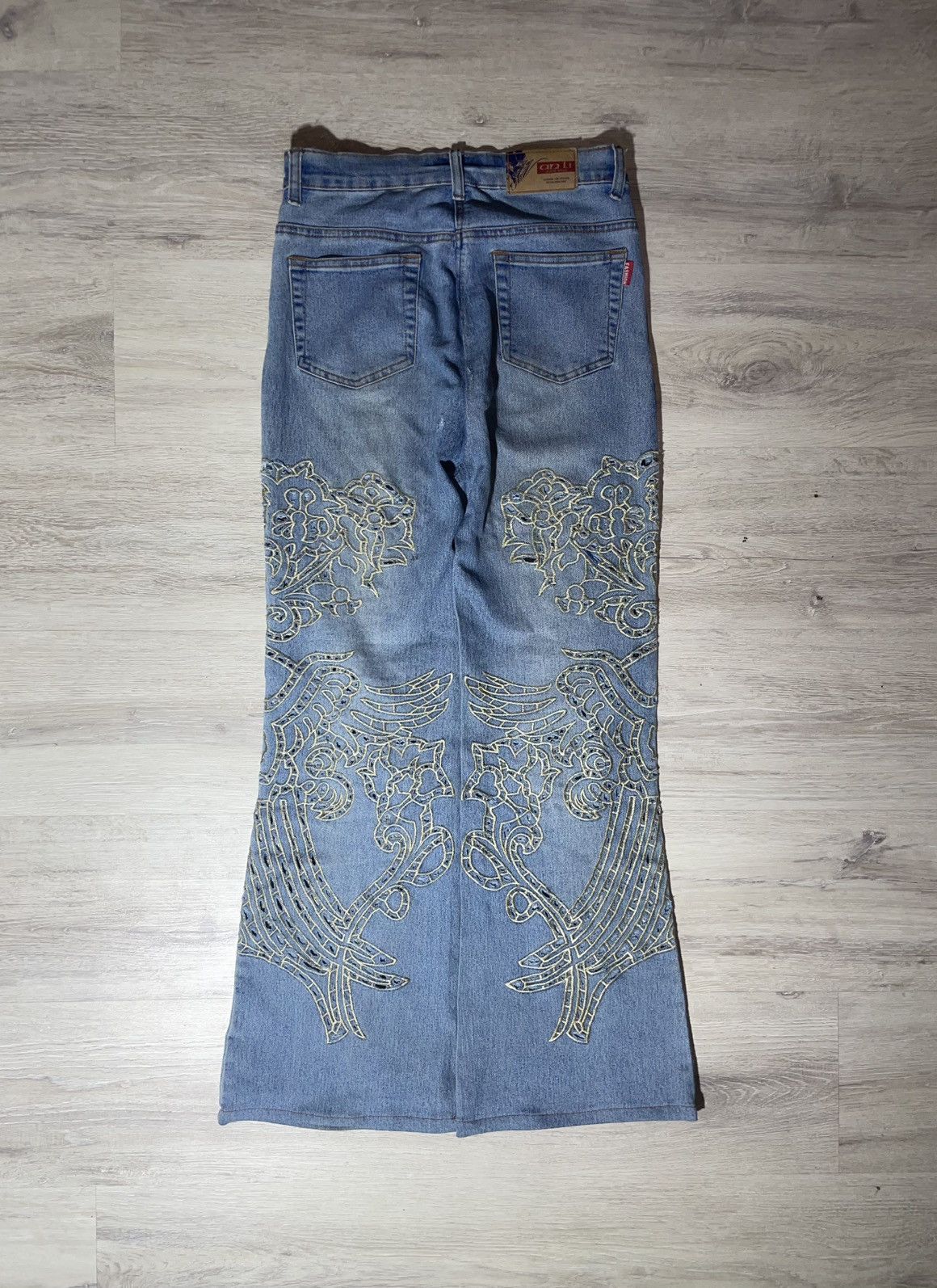 Other Vintage WANLI Embroidered Baggy Jeans / Y2K Archive Swag Size 29" - 1 Thumbnail