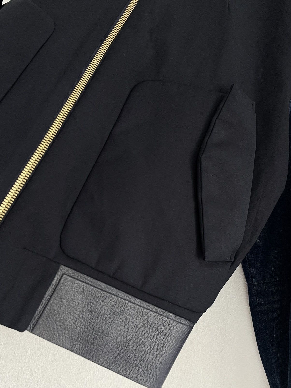 Juun.J Juun.J Leather Accented Navy Bomber Jacket Avant Garde Size US S / EU 44-46 / 1 - 9 Thumbnail