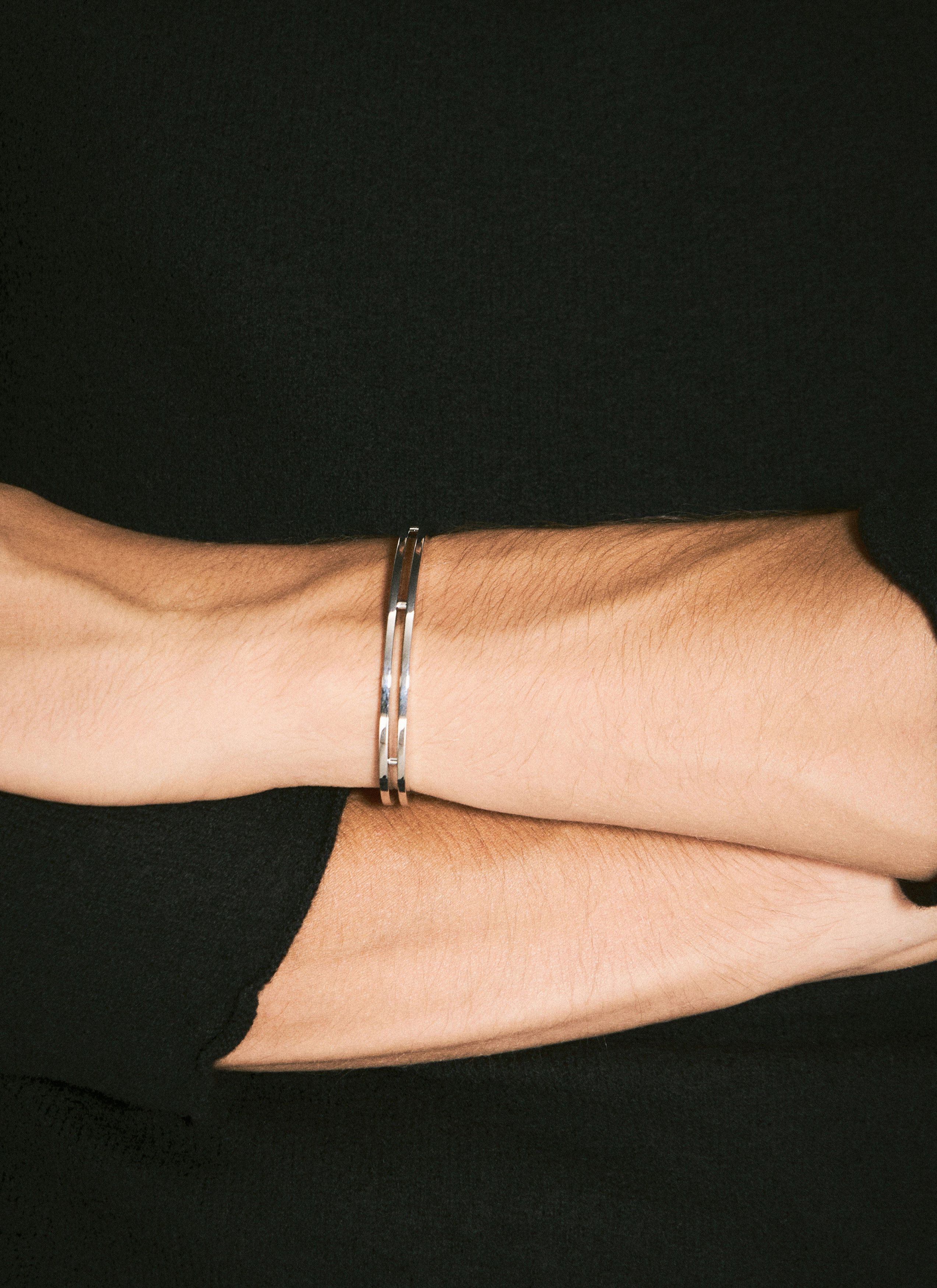 Saint Laurent Paris o1bcso1str0226 Size: L/Stacked Cuff in Silver Size ONE SIZE - 3 Thumbnail