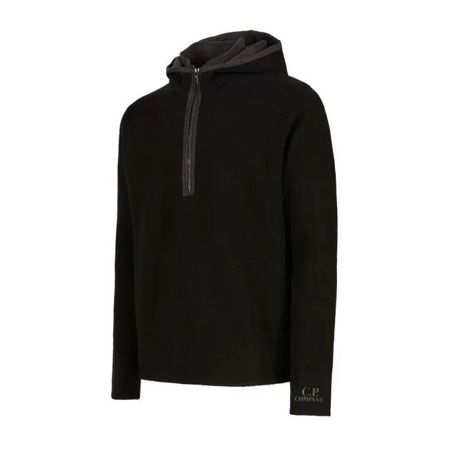 C.P. Company o1y1224 Embroidered Logo Hooded Sweater in Black Size US M / EU 48-50 / 2 - 3 Thumbnail