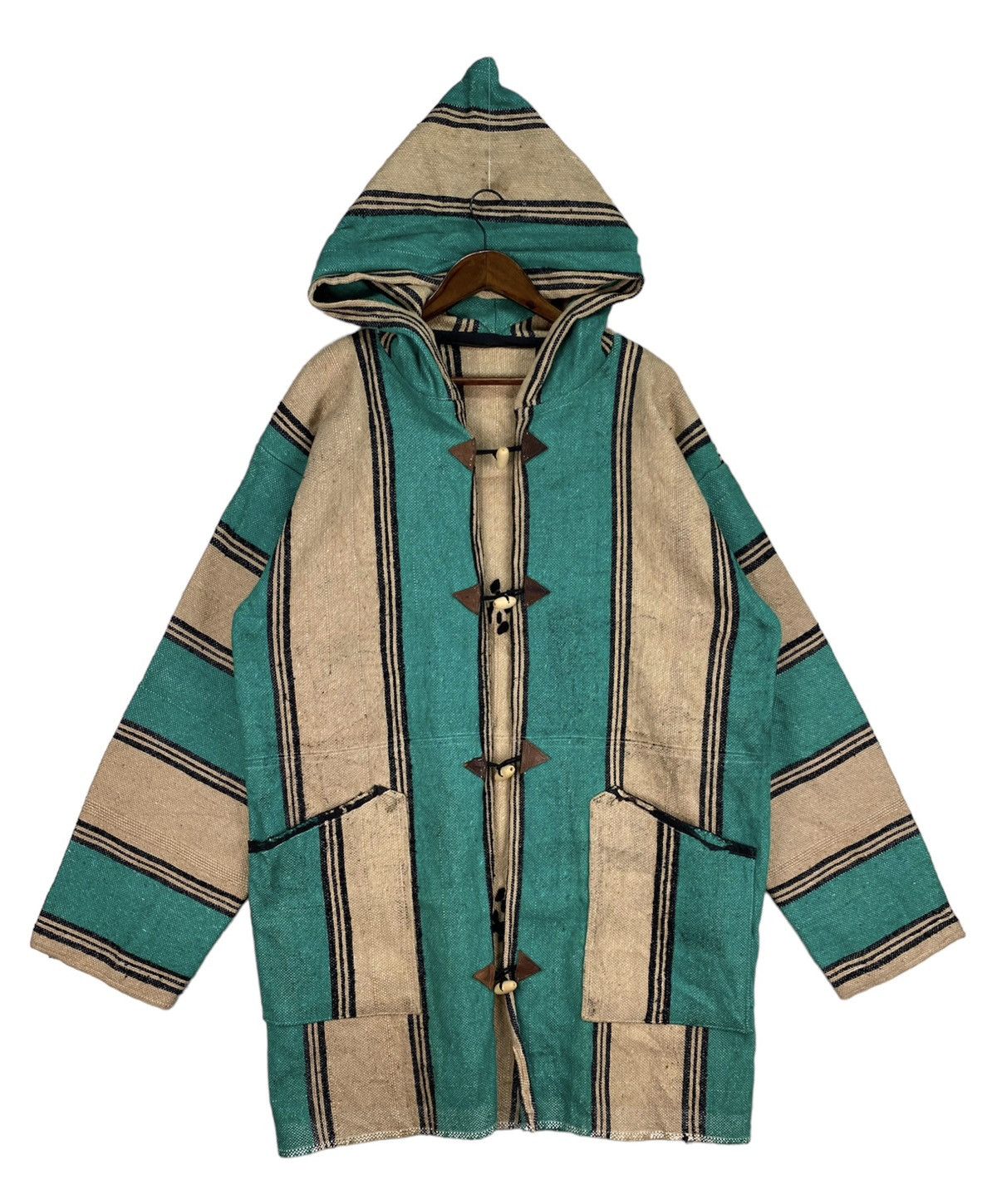 Vintage ❗️RARE❗️Burlap Stripe Hooded Jacket Size US XL / EU 56 / 4 - 1 Thumbnail