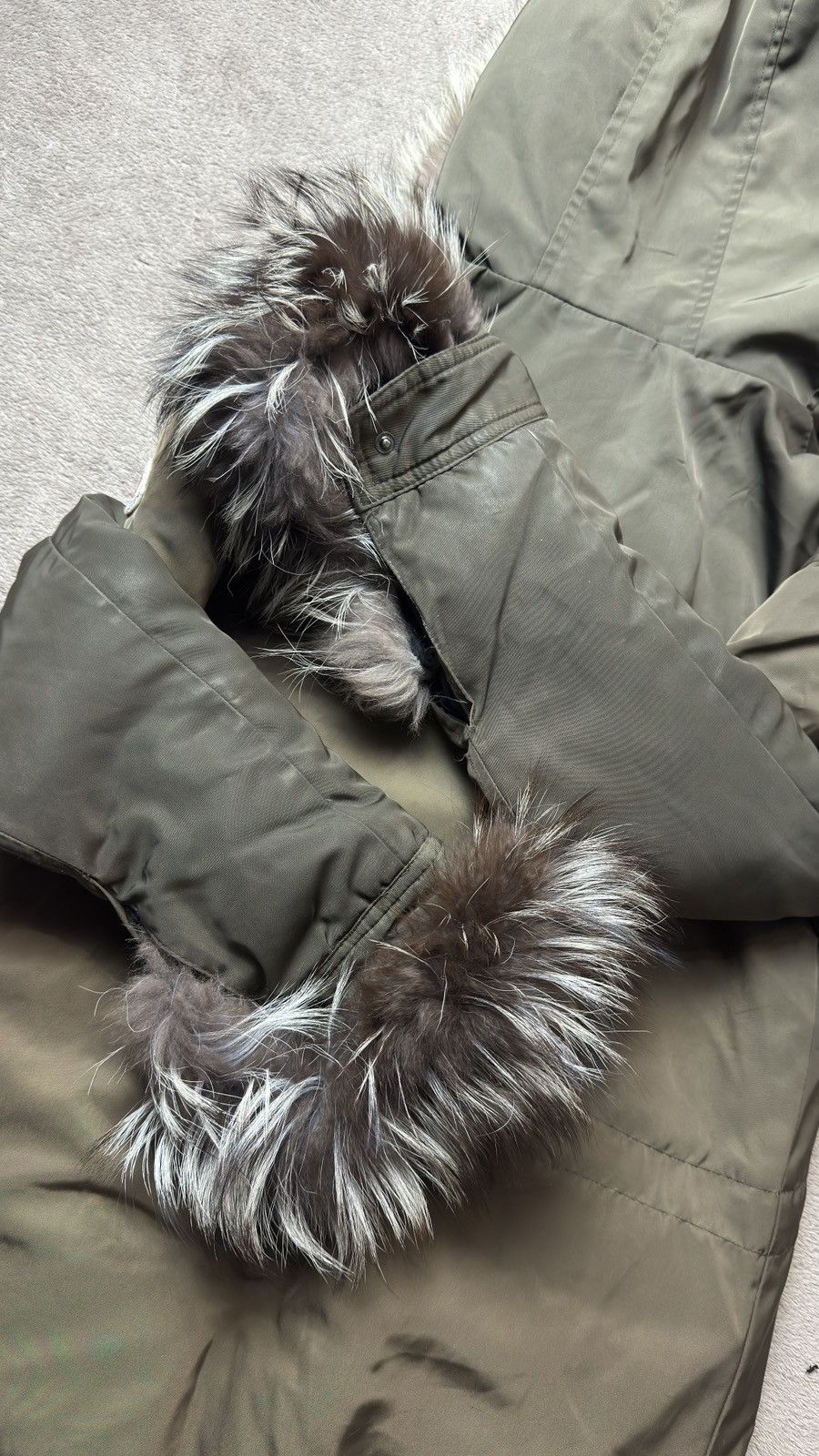 Moncler Khaki Raccoon Fur Collar Down Faded Parka Coat Jacket Size XS / US 0-2 / IT 36-38 - 11 Thumbnail