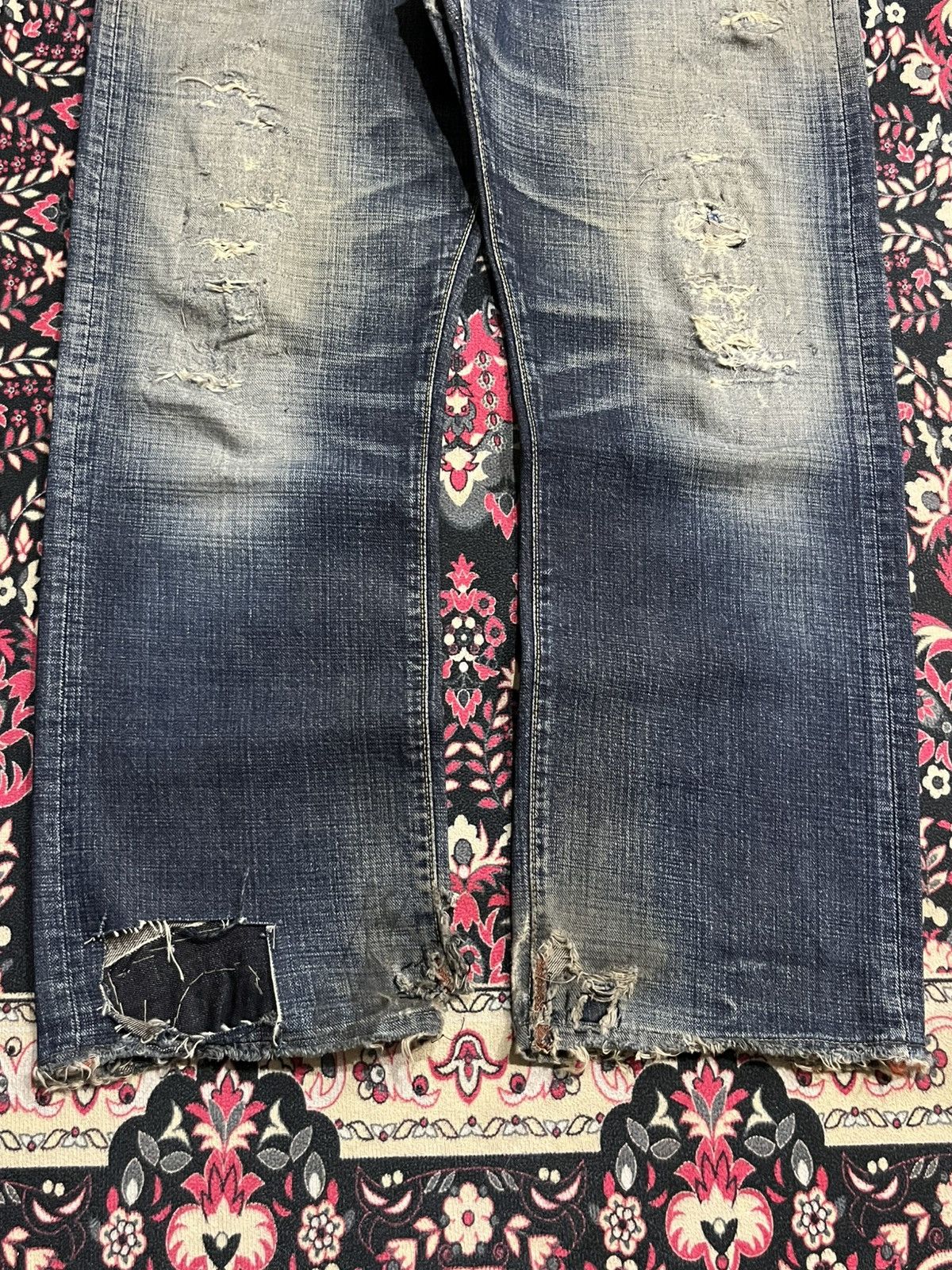Vintage GL Heart Trashed Blue Faded Washed Loose Straight Jeans Size US 36 / EU 52 - 11 Thumbnail