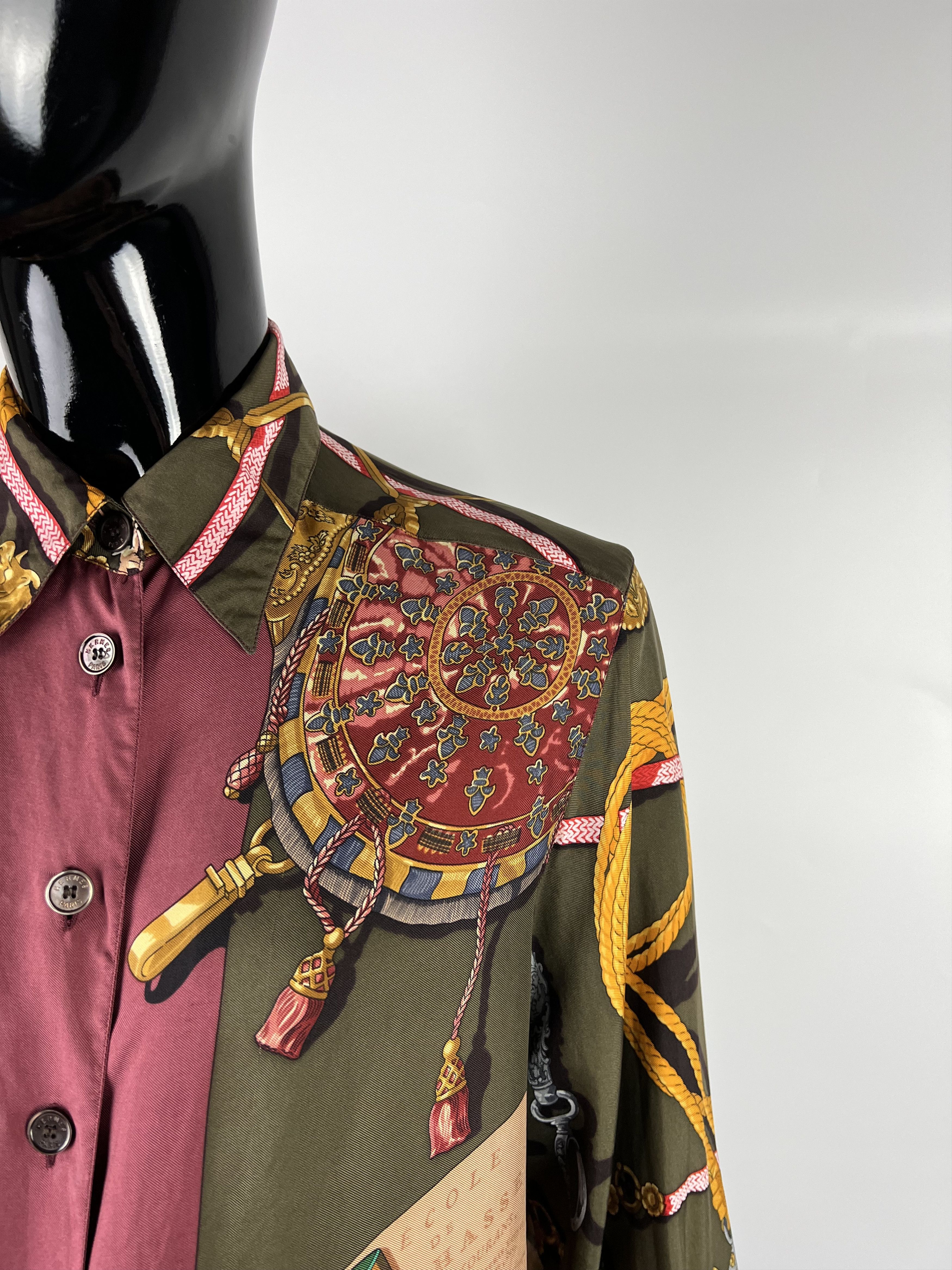Hermes Hermès Ultra Rare Vintage Silk Button Up Shirt Size 40 Size M / US 6-8 / IT 42-44 - 11 Thumbnail