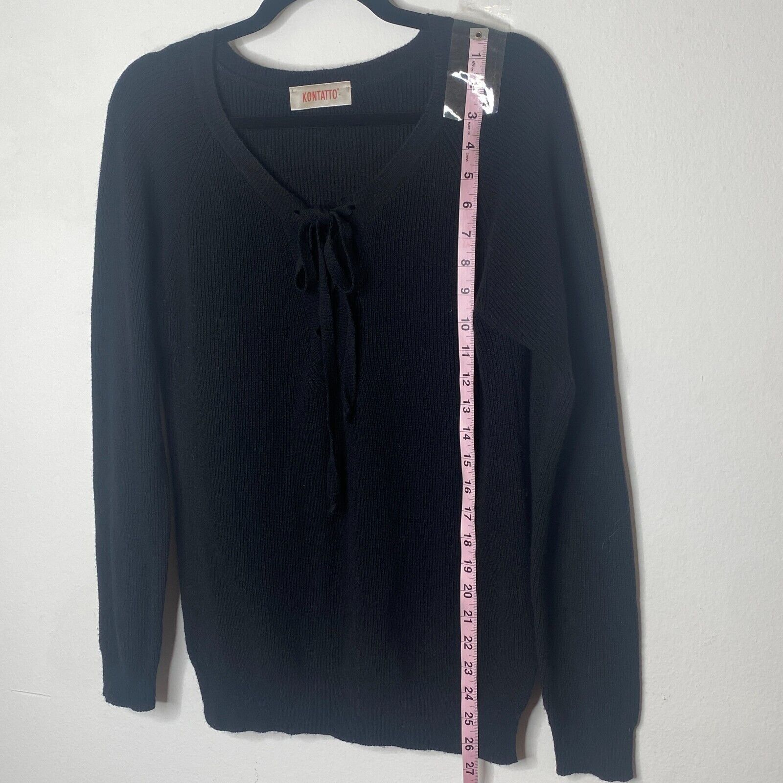 Other Kontatto Black Front Tie Lace up VNeck Long Sleeve Sweater S Size S / US 4 / IT 40 - 12 Thumbnail