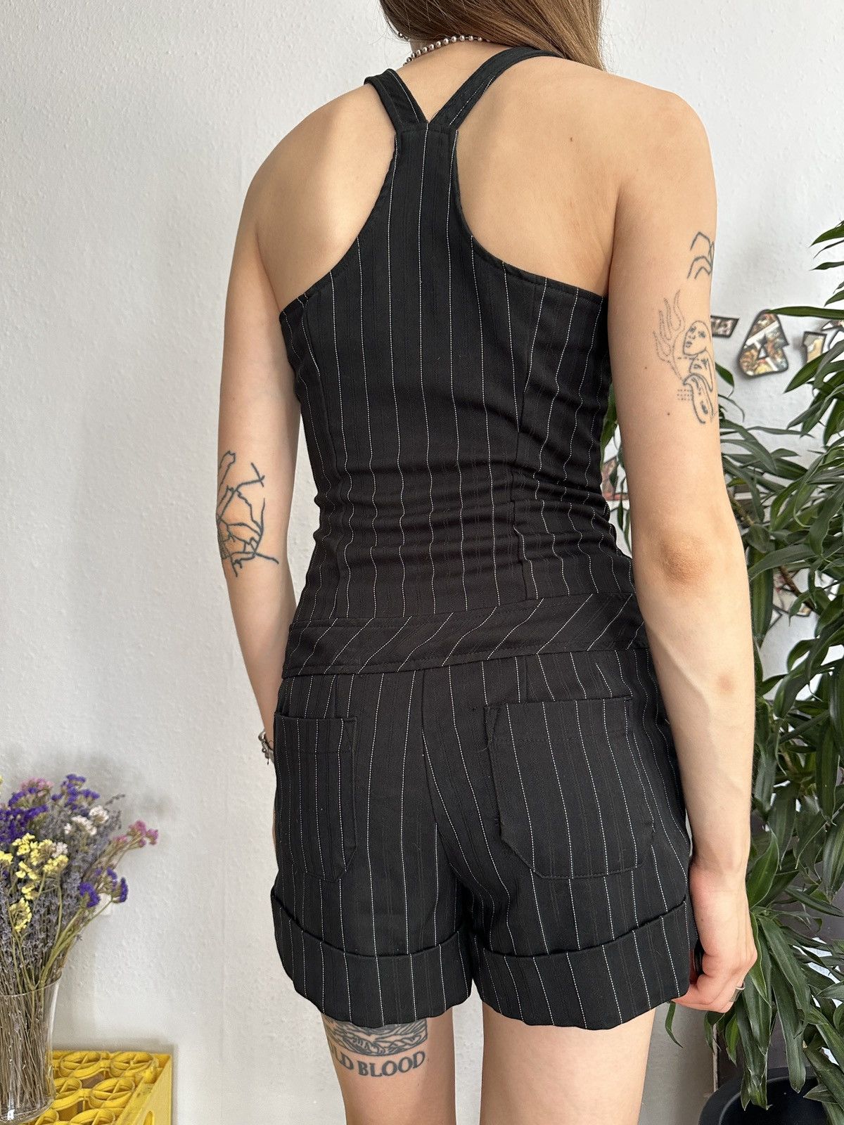 Beauty Beast × Japanese Brand Office Siren Stripe Corporative Sexy Overalls Button Up Size 28" / US 6 / IT 42 - 9 Thumbnail