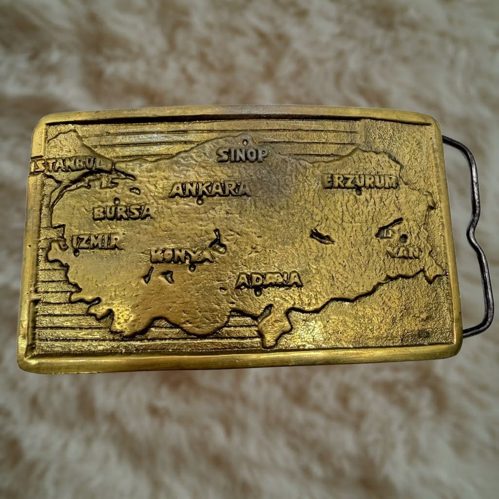 Vintage VINTAGE Turkey Istanbul Izmir Bursa Country Outline Brass Belt Buckle Size ONE SIZE - 1 Thumbnail