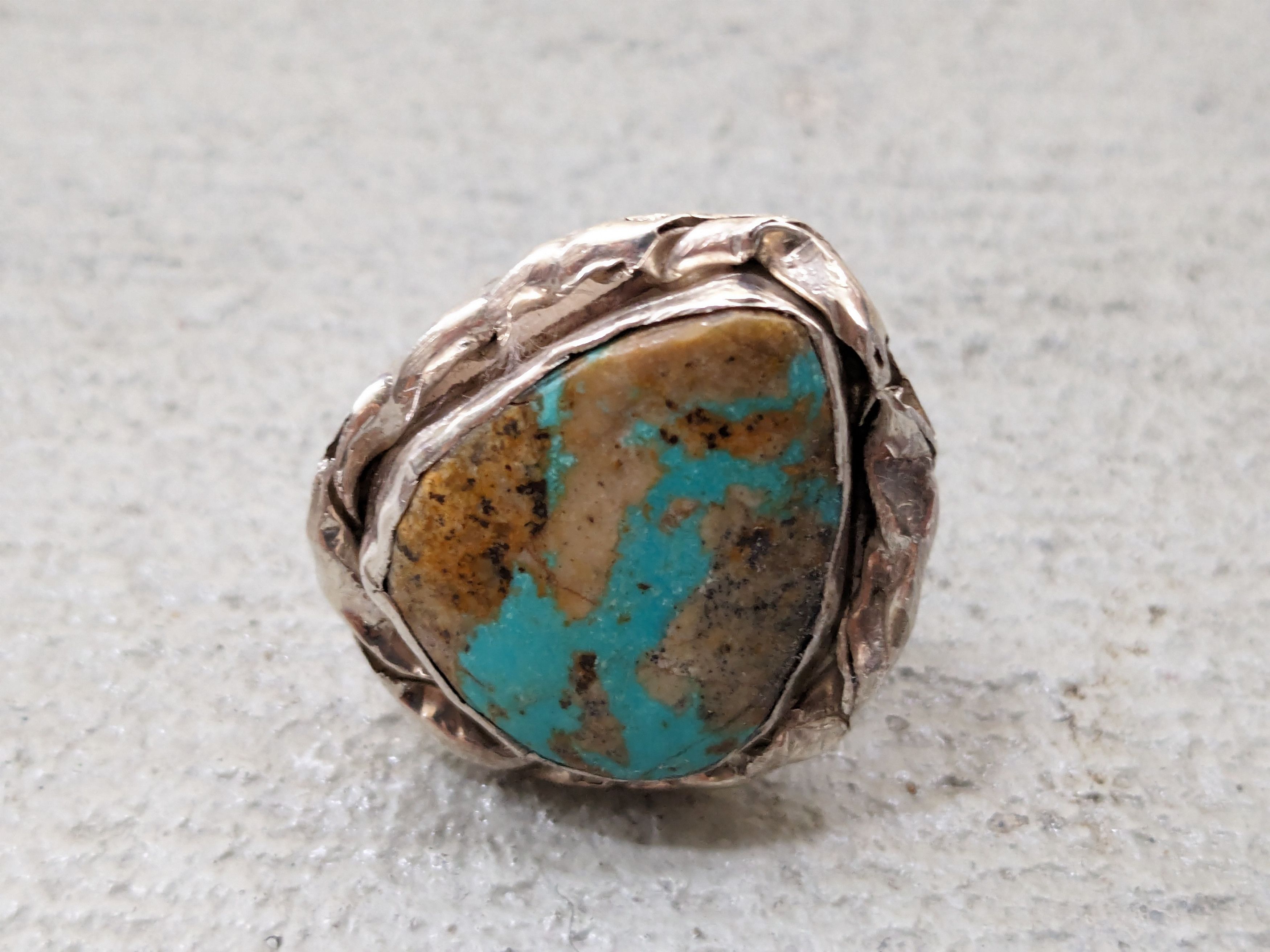 Jewelry Vintage Sterling Silver Ring 10.25 Turquoise Modern Native Size ONE SIZE - 6 Thumbnail