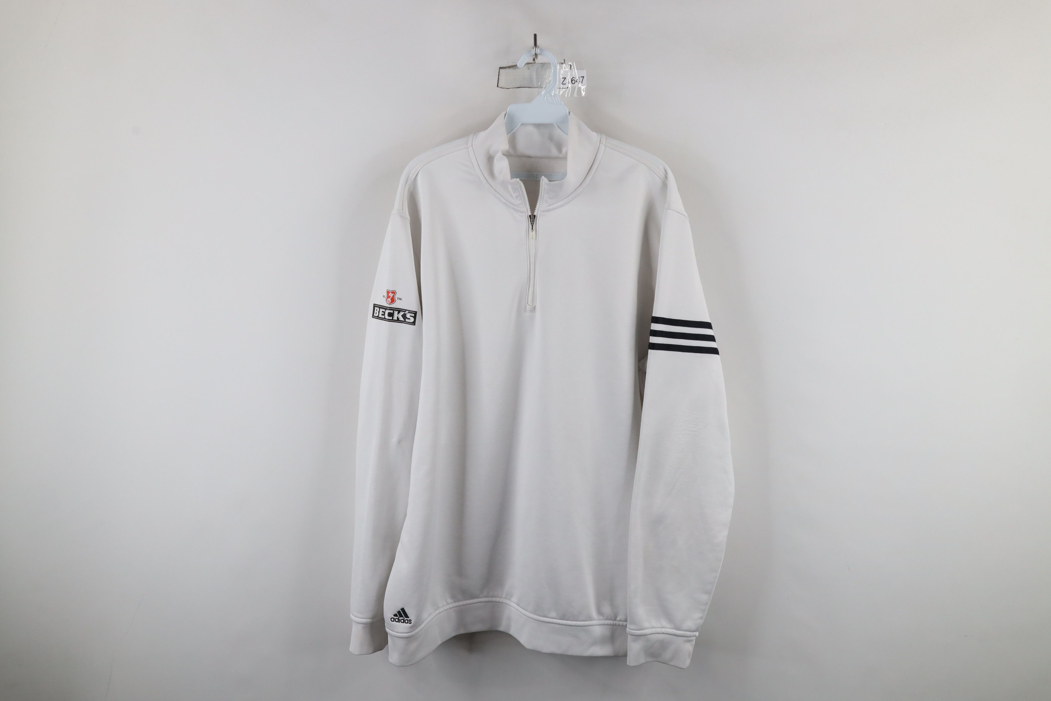 Adidas × Vintage Adidas Beck's Brewery Half Zip Pullover Jacket Top White Size US XL / EU 56 / 4 - 1 Thumbnail