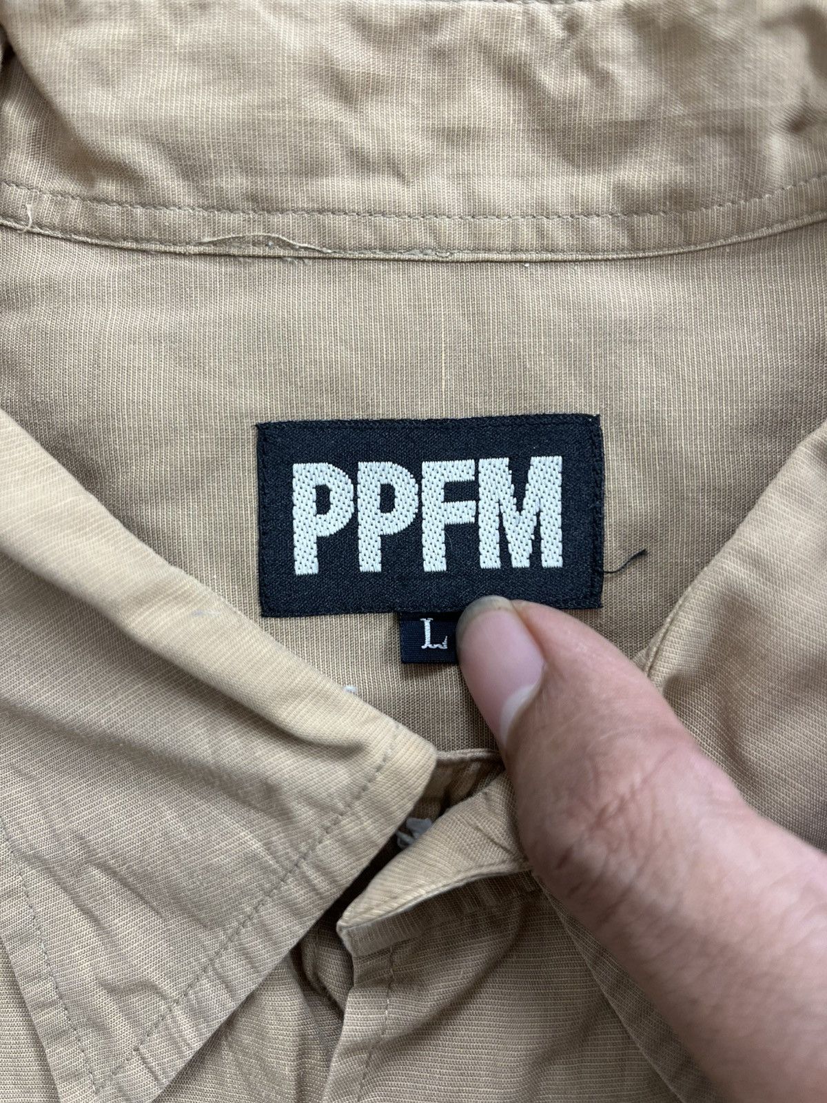 PPFM Vintage PPFM Japan Biege Long Sleeve Button Down Shirt Size US L / EU 52-54 / 3 - 5 Thumbnail