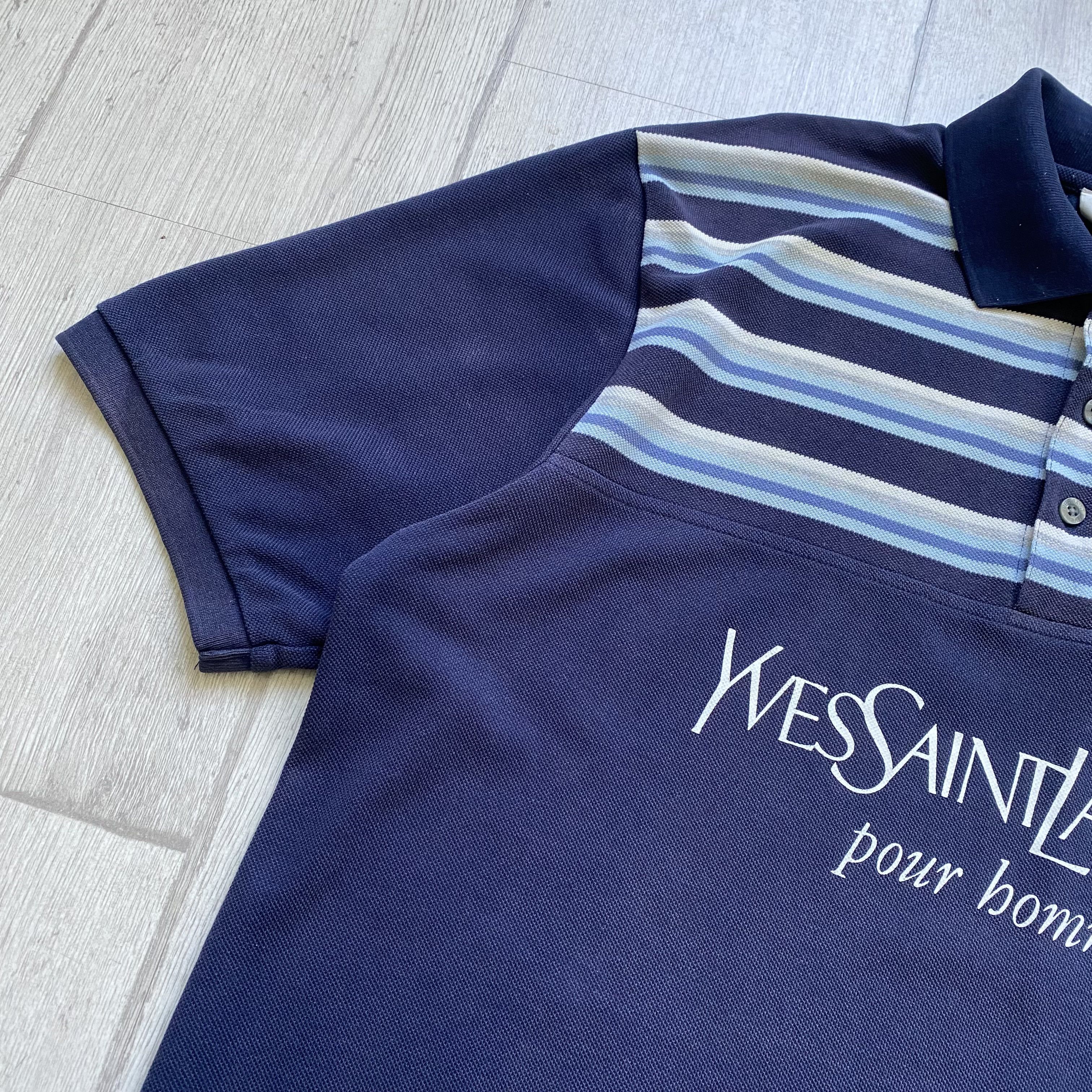 Yves Saint Laurent Vintage 90 Yves Saint Laurent Faded Polo Big Logo Oldmoney Size US L / EU 52-54 / 3 - 4 Thumbnail