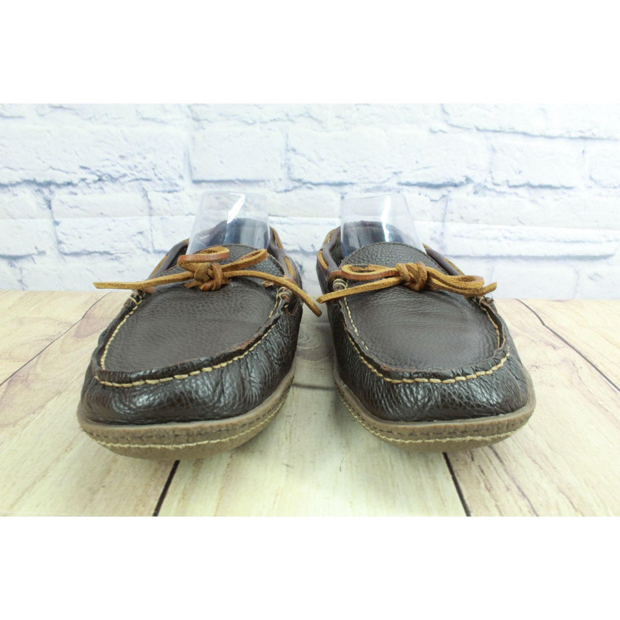 L.L. Bean LL Bean Men's Brown Leather Cotton Flannel-Lined Handsewn Sl Size US 11 / EU 44 - 4 Thumbnail