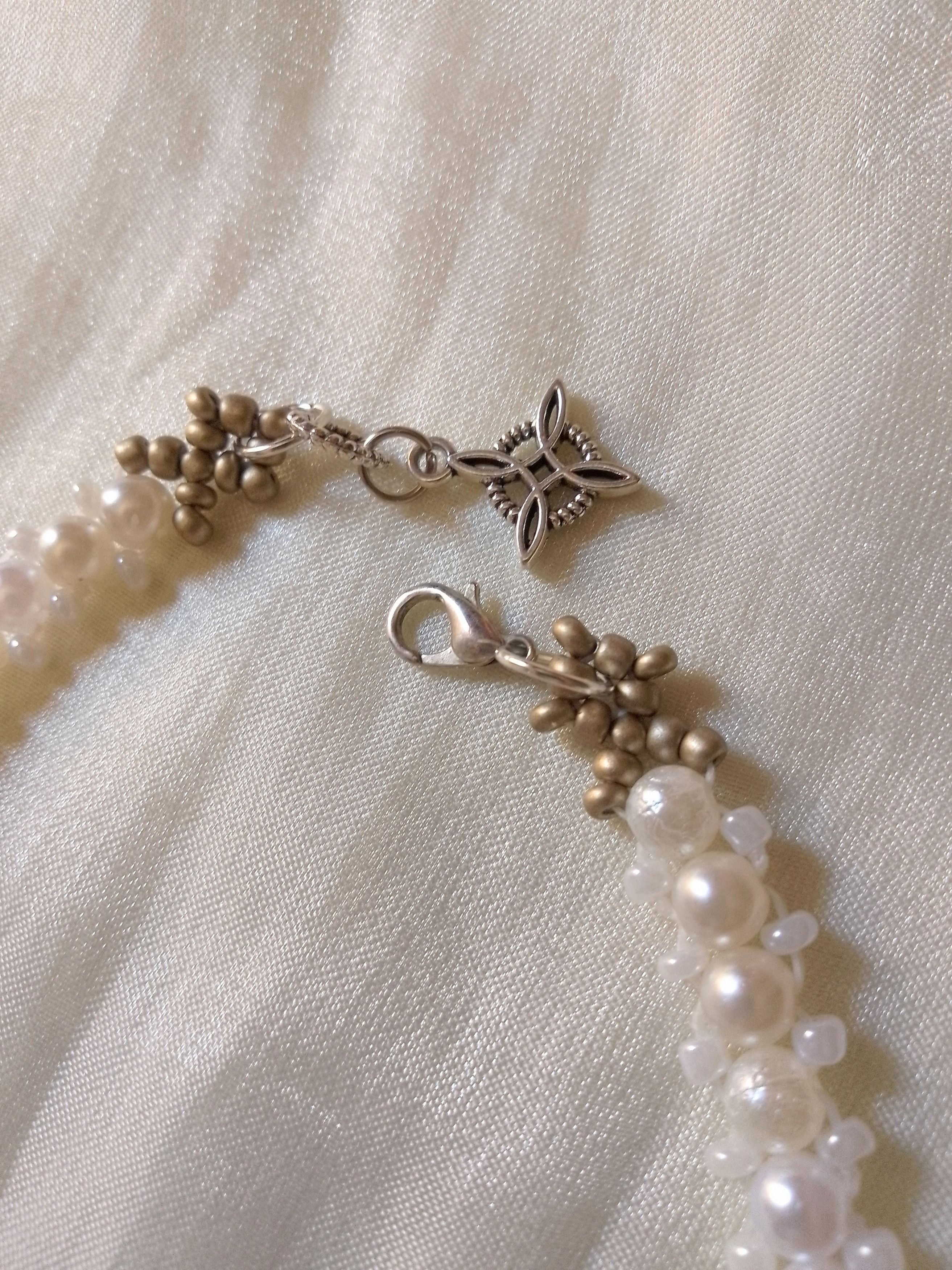 Handmade Necklace Vintage style with dangling freshwater pearls Size ONE SIZE - 7 Thumbnail