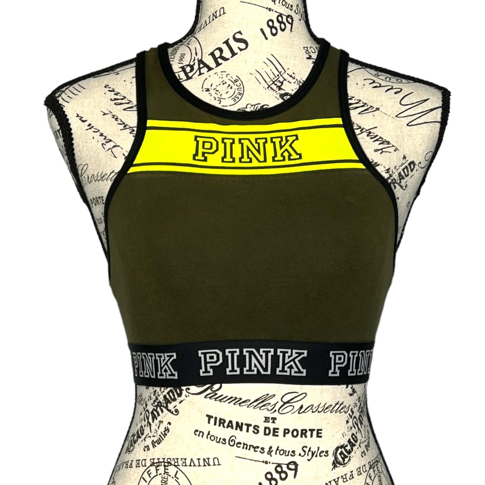 Victoria's Secret PINK High Neck Racerback Cropped Tank / Sports Bra - XS AA-B Size XS / US 0-2 / IT 36-38 - 1 Thumbnail