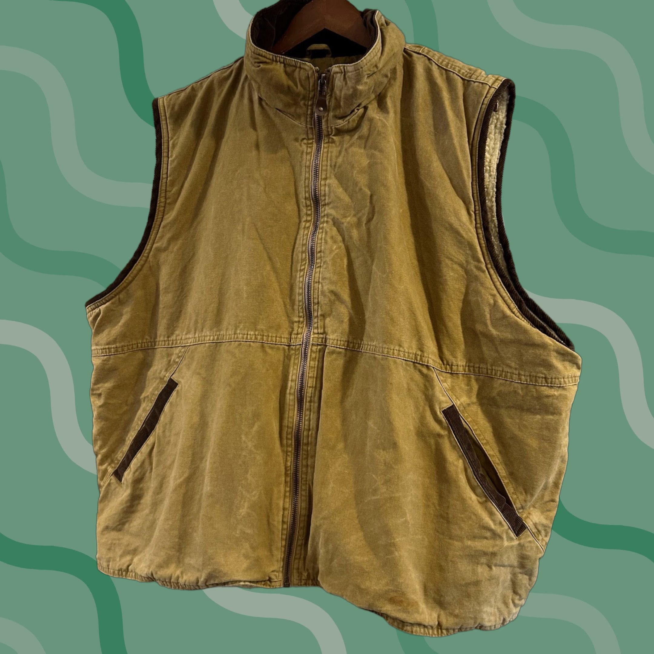 Wrangler VINTAGE Wrangler Hero Vest Men’s 3XL Cotton Canvas Faux Sherpa Lined Insulated Tan Beige Western Size US XXL / EU 58 / 5 - 1 Thumbnail