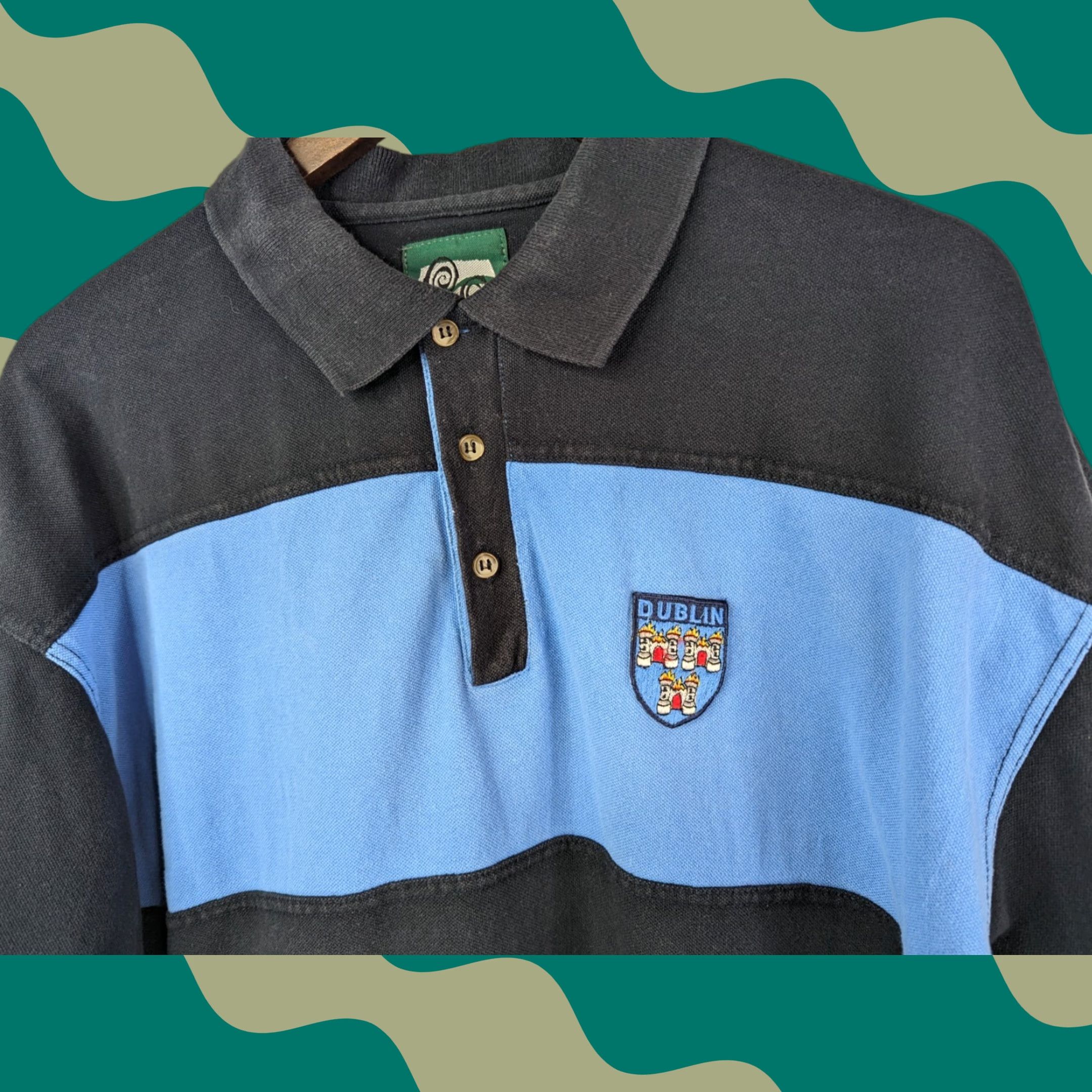 Vintage Cara Craft Polo Men 2XL Blue Stripe Rugby S/S Embroidered Crest Dublin Crest Shirt Size US XXL / EU 58 / 5 - 1 Thumbnail