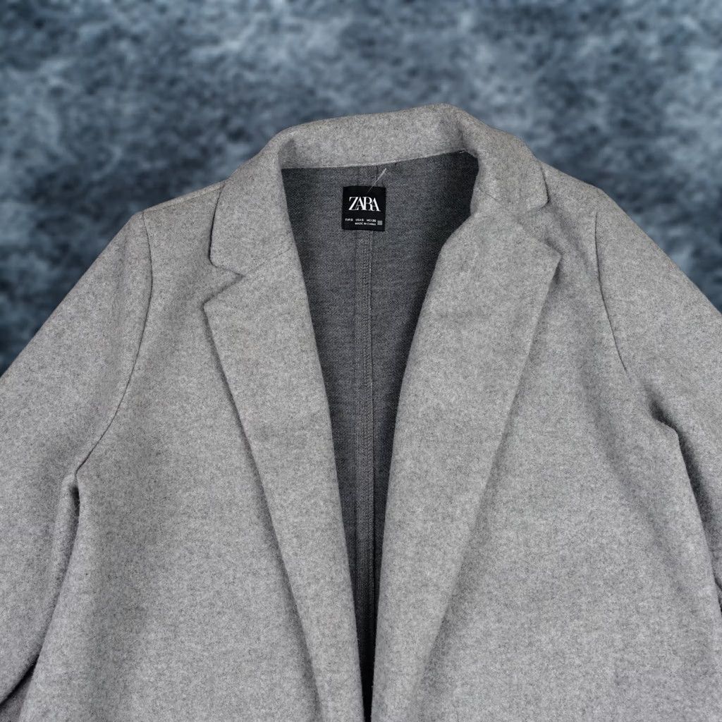 Zara VINTAGE: Zara Coat Women S Gray Wool Longline Open Front Collared Overcoat Trench S Size S / US 4 / IT 40 - 1 Thumbnail