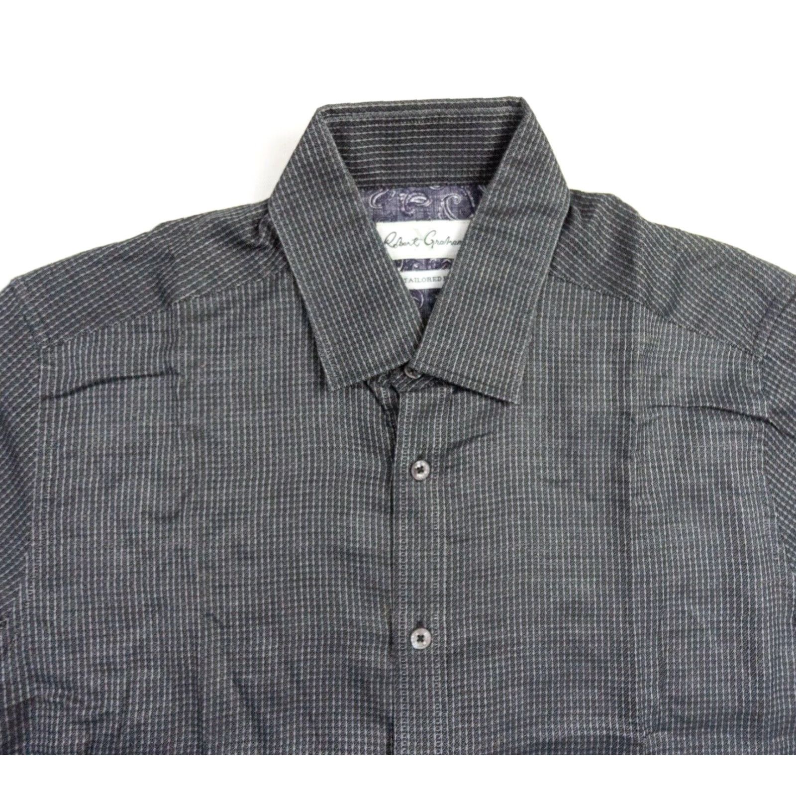 Robert Graham Robert Graham X Shirt Mens 41 / 16 Black Button-Up Tailored Fit Paisley Adult Regular Size 41 Black All Seasons Mens Shirt Size US L / EU 52-54 / 3 - 2 Thumbnail