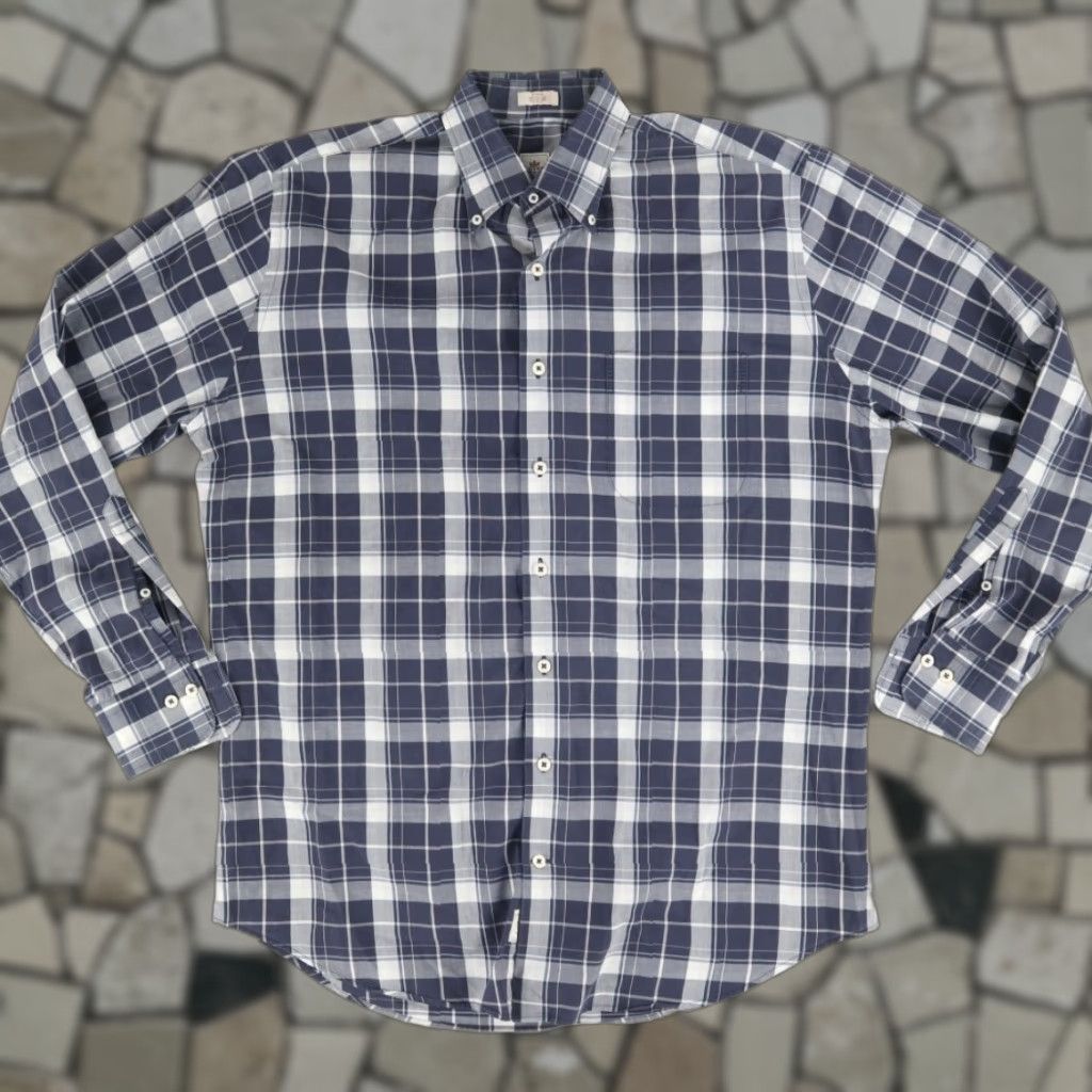 Peter Millar Peter Millar Shirt Navy Blue Plaid Long Sleeve Button Down Mens L Size US L / EU 52-54 / 3 - 1 Thumbnail