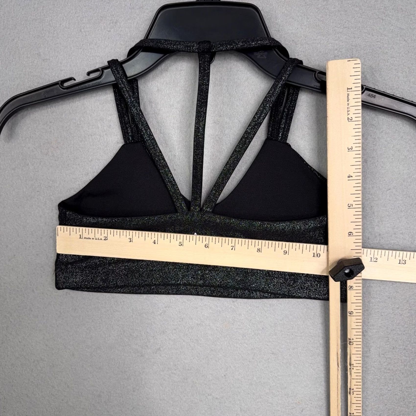 Beyond Yoga Beyond Yoga Sports Bra XS Black Shimmer Strappy Racerback Made USA Size ONE SIZE - 7 Thumbnail