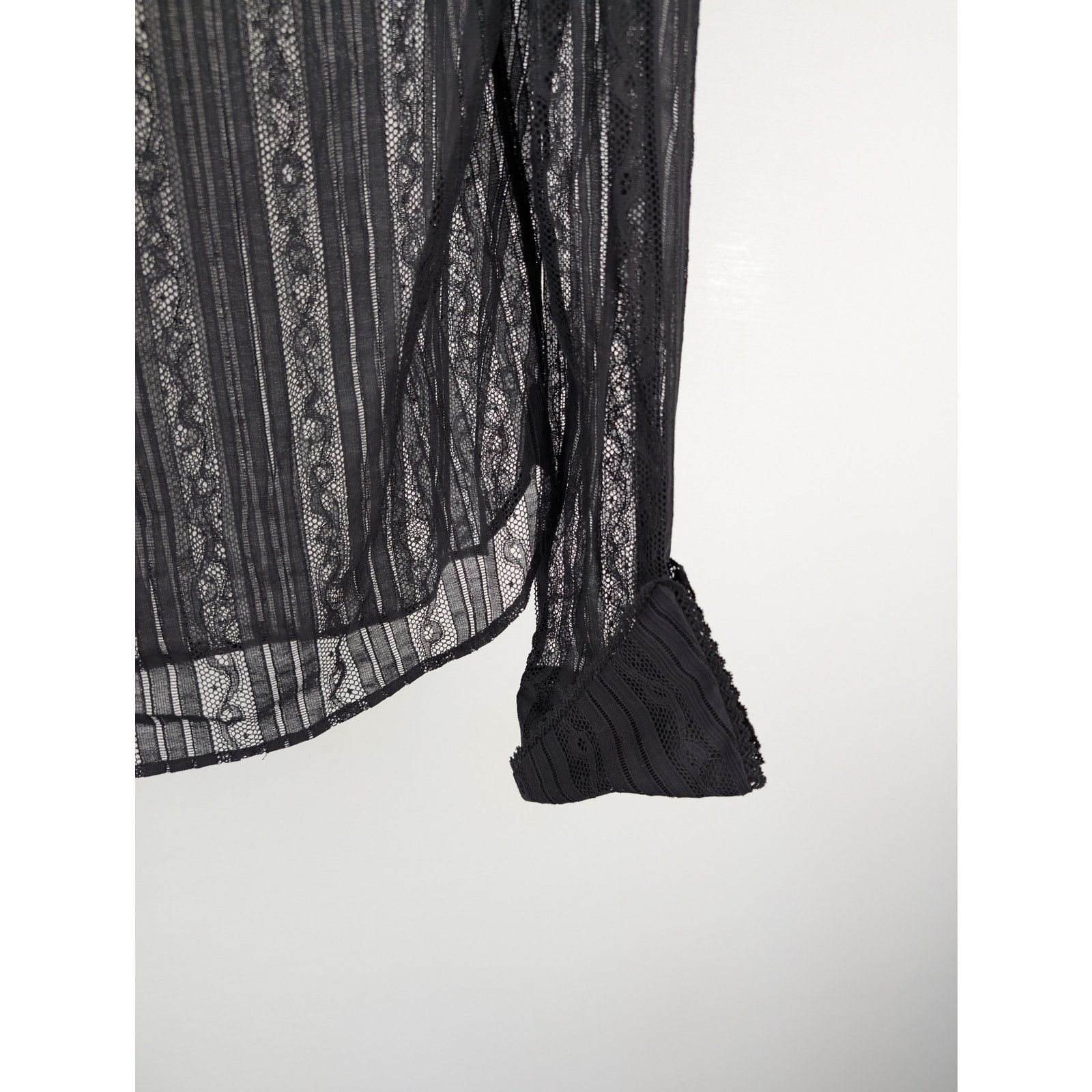 Saint Laurent Paris o1rshd1 Chemise Blouse Femme Dentelle Galon Shirt in Black Size US M / EU 48-50 / 2 - 14 Thumbnail