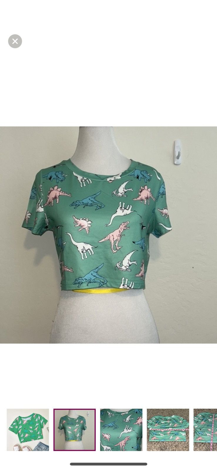 Shein Shein large cartoon dinosaurs cropped tee Size L / US 10 / IT 46 - 1 Thumbnail