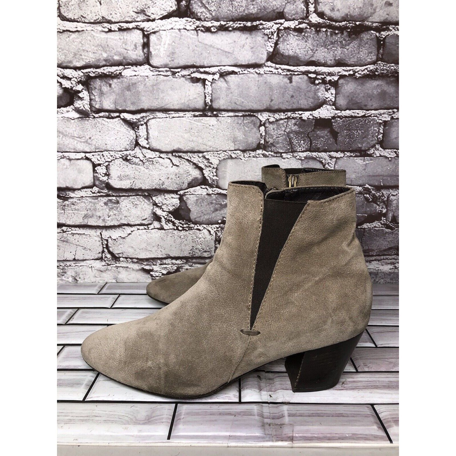 Aquatalia Aquatalia Taupe Suede Leather Side Zip Heel Ankle Booties Wo Size US 10 / IT 40 - 9 Thumbnail
