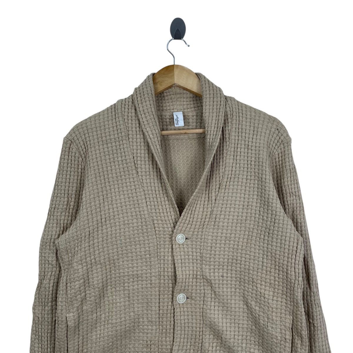 Japanese Brand SeaGreen Japan Waffle Knitwear Shawl Collar Cardigan Size US L / EU 52-54 / 3 - 2 Thumbnail