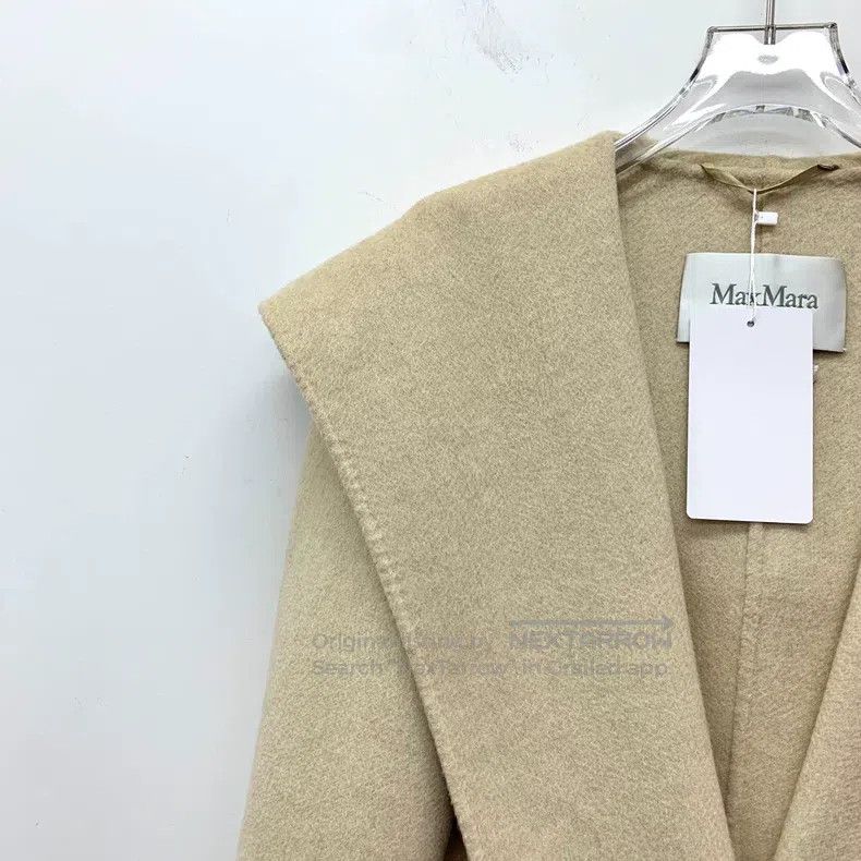 Max Mara Max Mara Khaki Goat Hair Hooded Belted Long Sleeve Coat Size XS / US 0-2 / IT 36-38 - 3 Thumbnail