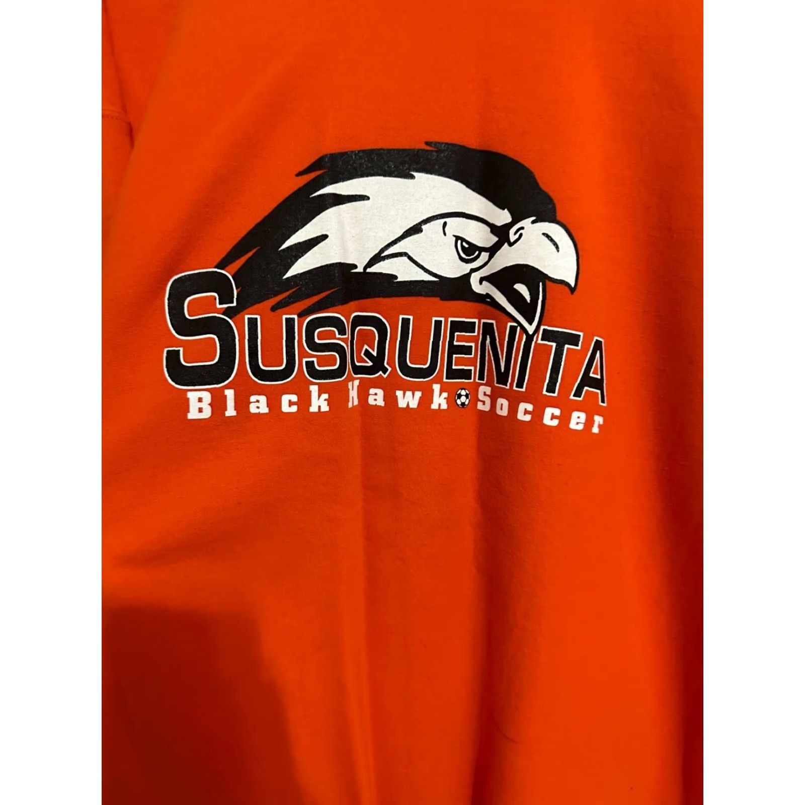 Gildan VINTAGE Gildan Sweatshirt Men XL Orange Blackhawk Soccer Pullover Crew Neck Logo Graphic Print Bike Week Size US XL / EU 56 / 4 - 2 Thumbnail