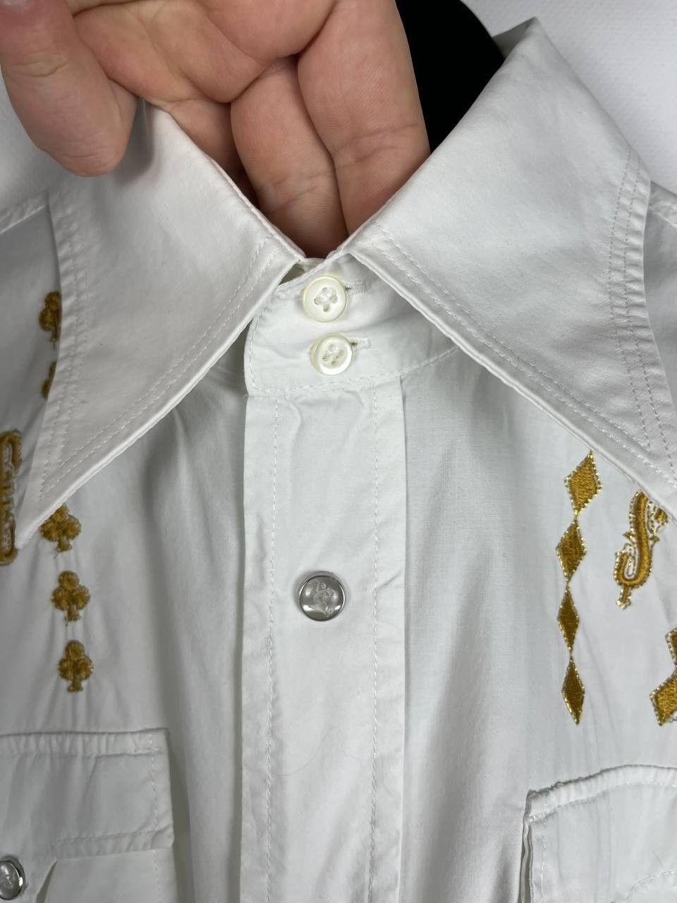 Diesel DIESEL Western Shirt Gold Embroidered Cards Dollar Sign Size US M / EU 48-50 / 2 - 7 Thumbnail
