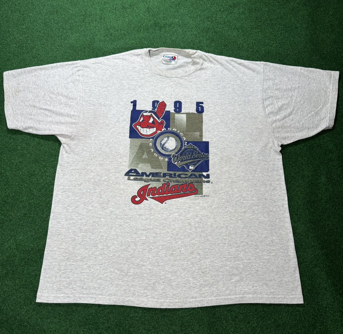 Chalk Line × Vintage 90s Cleveland Indians 1995 World Series Chalk Line T Shirt Size US XXL / EU 58 / 5 - 1 Thumbnail