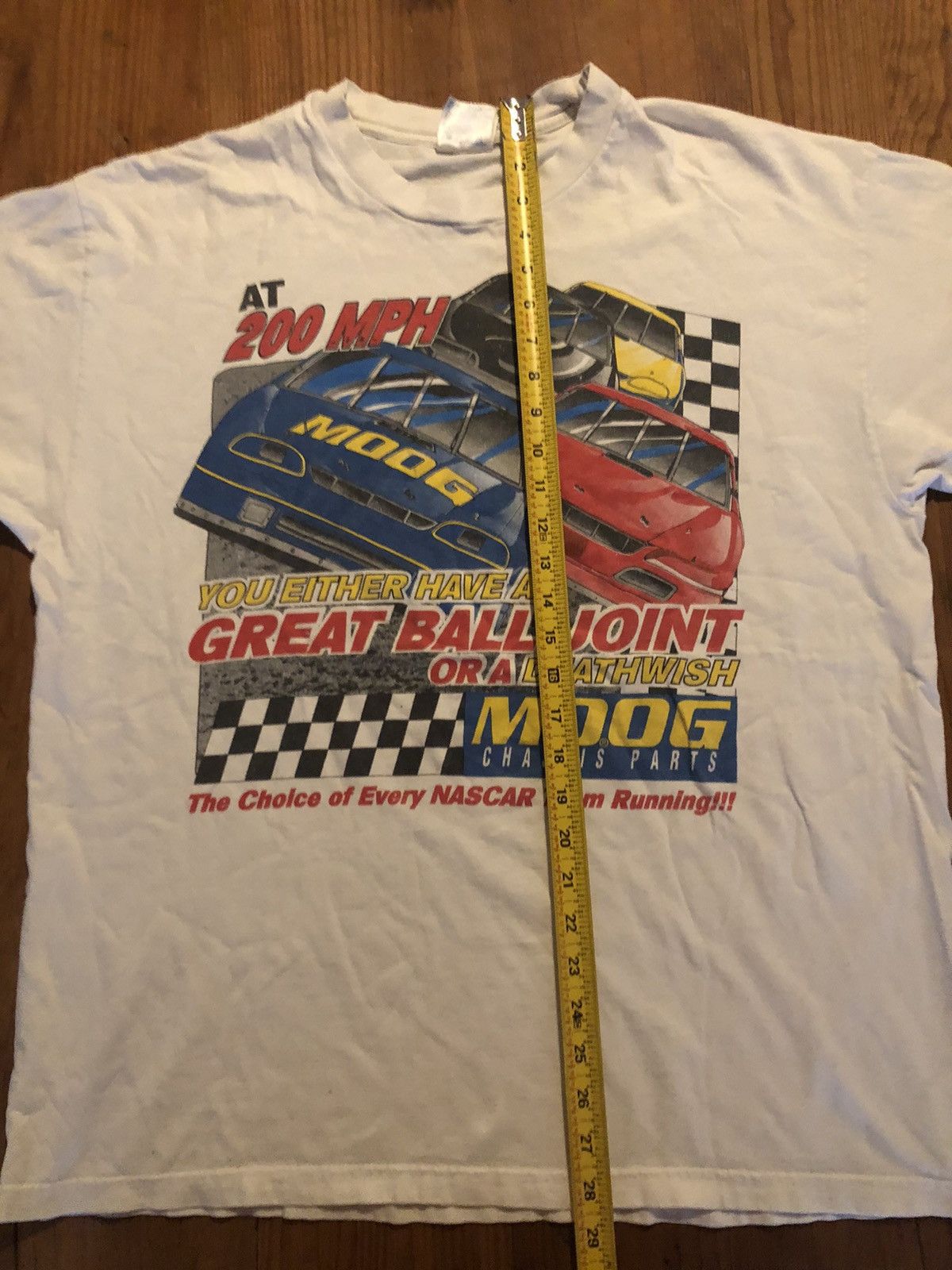 Vintage Vintage 90s Moog Chassis Parts Racing T Shirt S/XL Size US XL / EU 56 / 4 - 7 Thumbnail