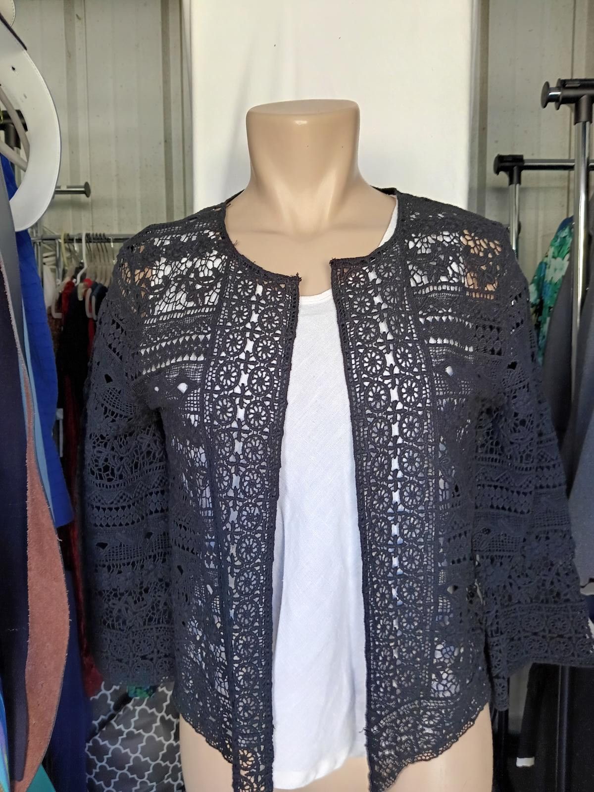 Alfani ALFANI Women's Black Lace Cardigan Size S / US 4 / IT 40 - 1 Thumbnail