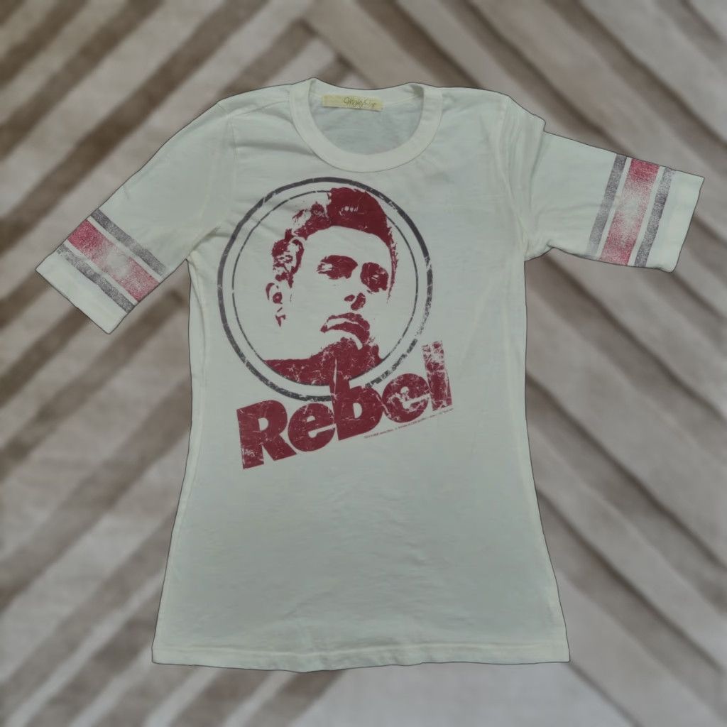 Vintage VINTAGE Mighty Fine James Dean Rebel T Shirt Womens M White Cotton Short Sleeve Round Neck Slim Fit Basic Casual Graphic Distressed 90s Size M / US 6-8 / IT 42-44 - 1 Thumbnail