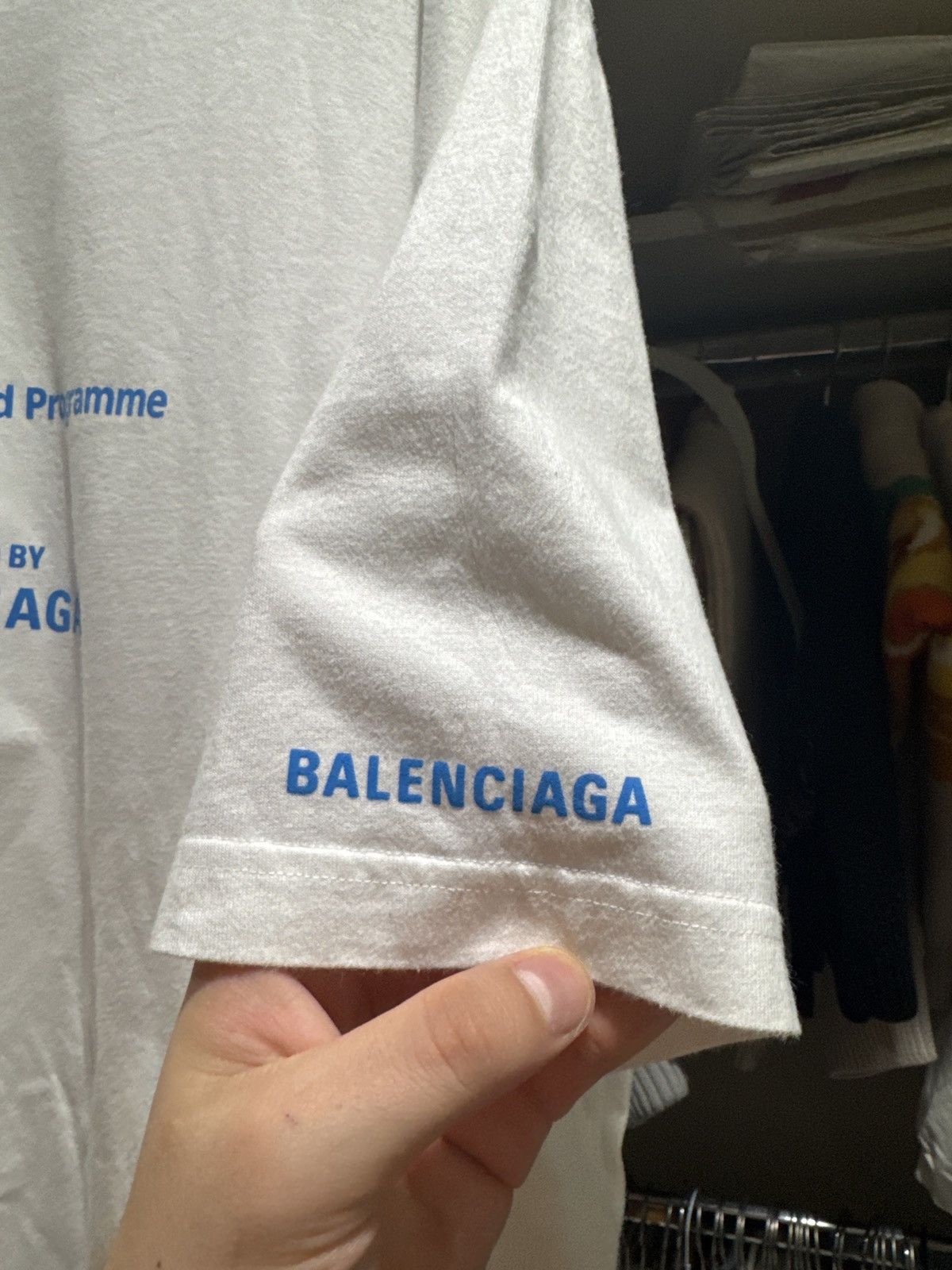Balenciaga Balenciaga white/blue WFP short sleeve tee Size US XL / EU 56 / 4 - 3 Thumbnail
