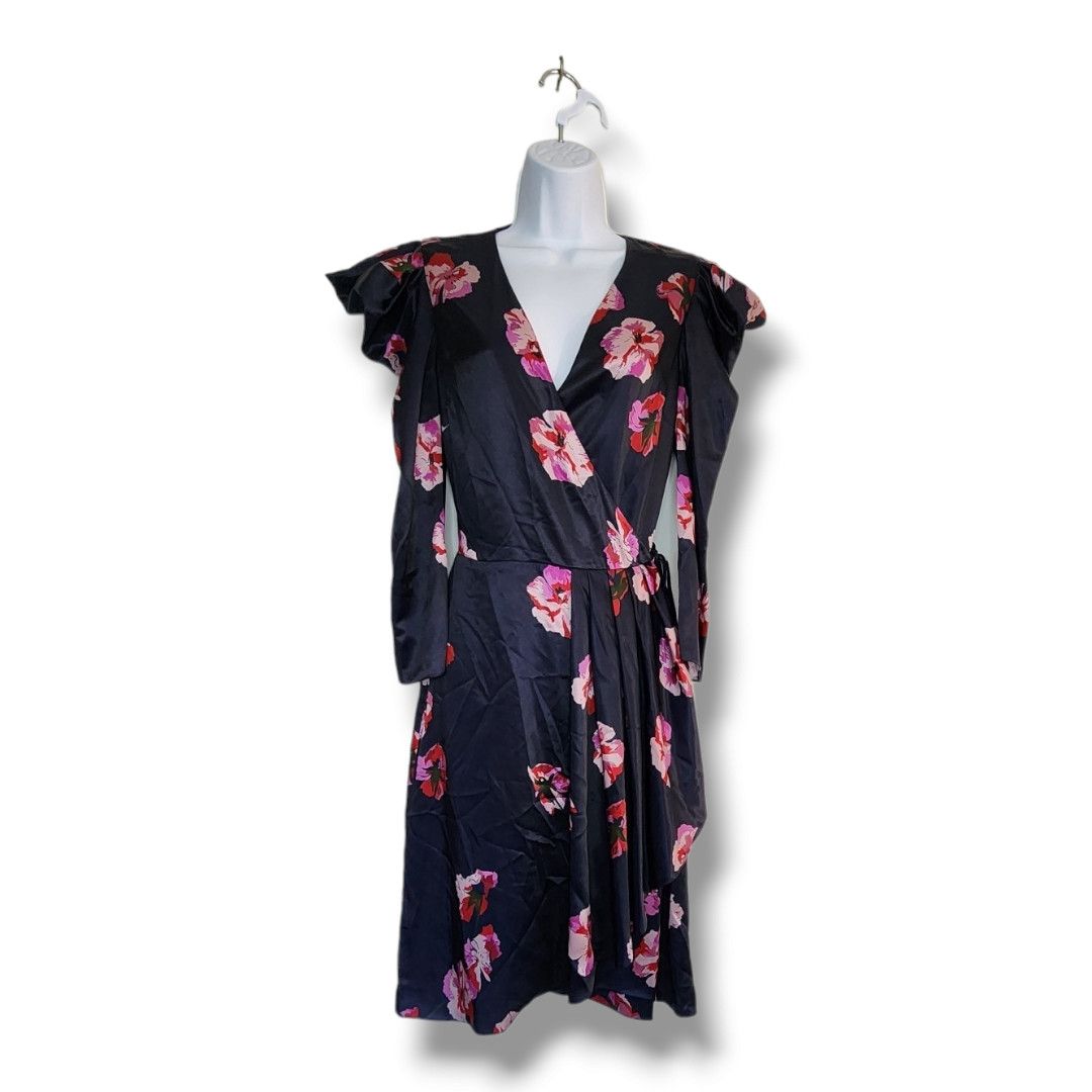 Joie Joie Miltona Navy Blue Floral Midi Wrap Dress Size Small Size S / US 4 / IT 40 - 5 Thumbnail