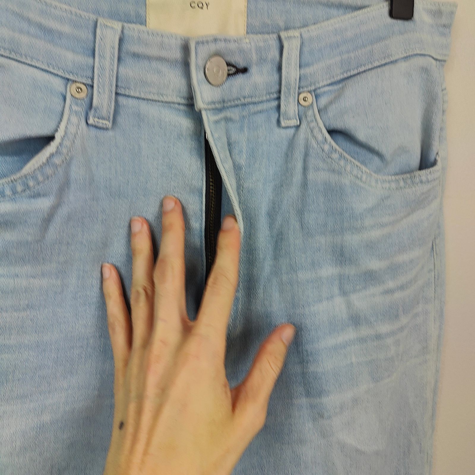 Other CQY Boot Cut Jeans Womens 29 Light Wash Raw Hem Size 29" - 3 Thumbnail